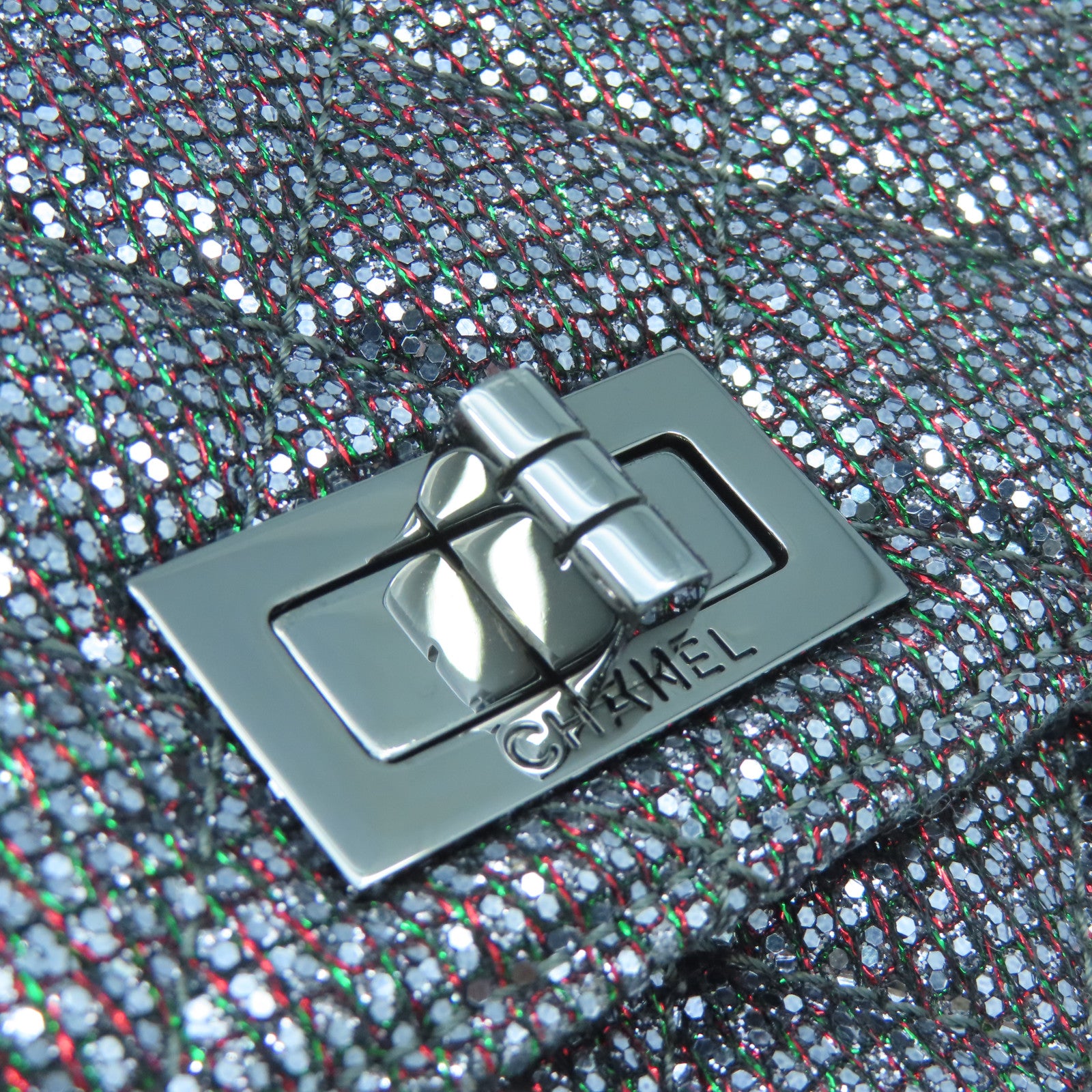 CHANEL 【清倉大減價】菱格牛皮皮革Chain Shoulder Bag銀扣鏈帶肩背袋銀色
