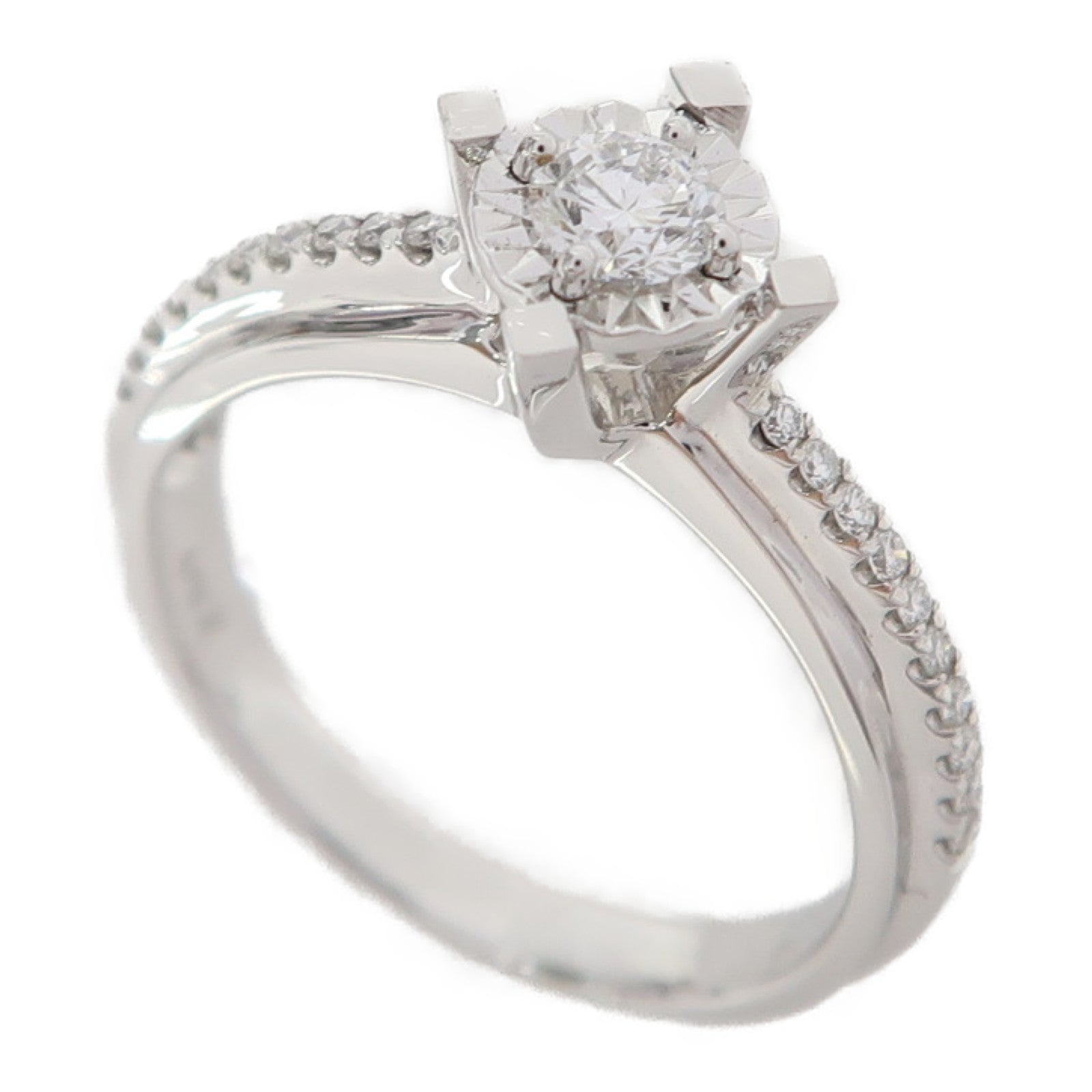 JEWELRY 【激減優惠】18K白金Ring 0.191ct鑽石/0.100ct鑽石戒指US#5.75
