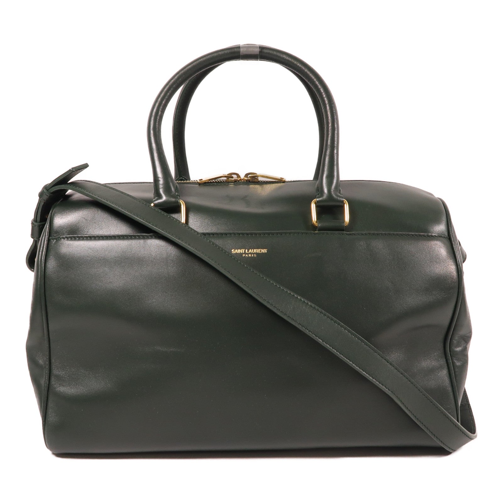 SAINT LAURENT 牛皮皮革Duffle金扣手挽肩背兩用袋綠色