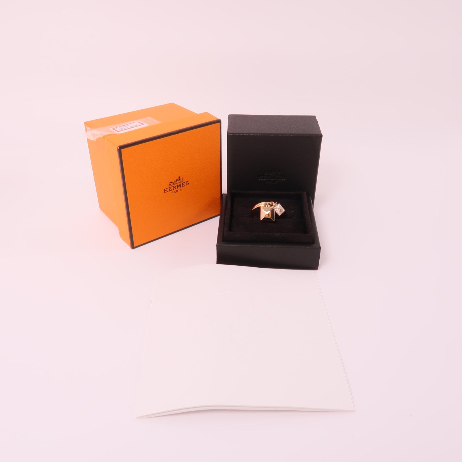 HERMES 18K玫瑰金Clopud'H Ring戒指Hermes#53US#8.5