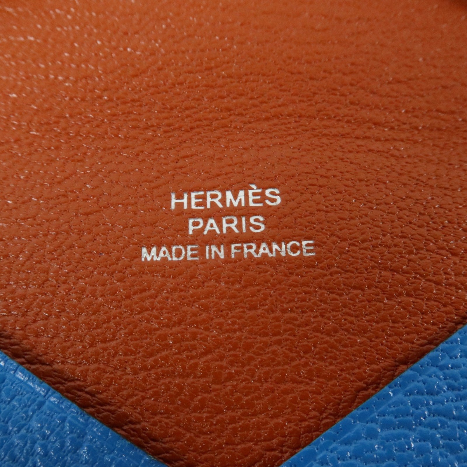 HERMES Chevre皮革Card Holder銀扣卡片套T7 Bleu Hydra