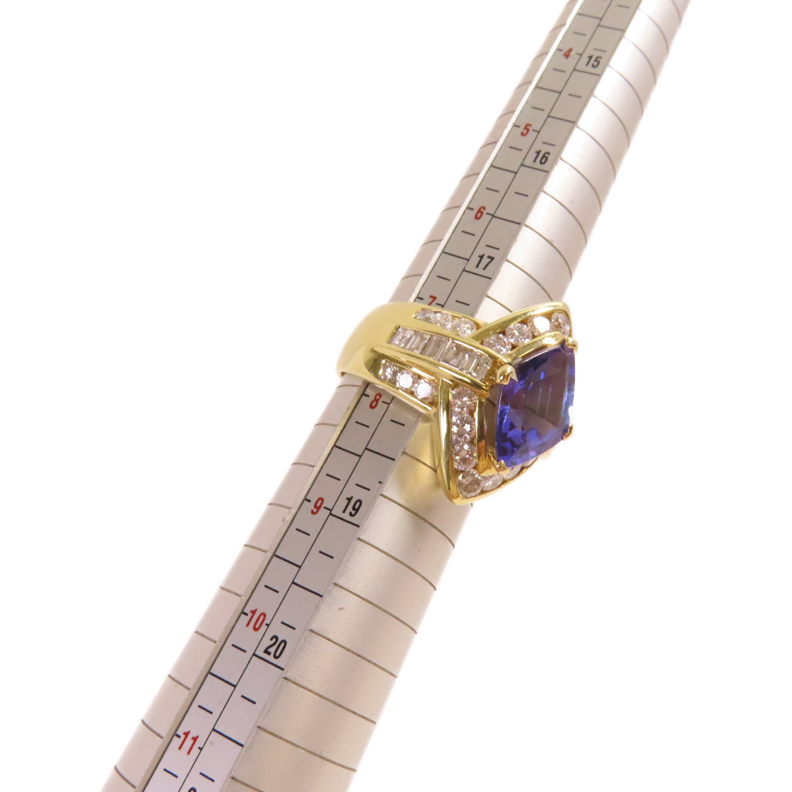 JEWELRY 18K黃金/3.70ct坦桑石/2.64ct鑽石Tanzanite Diamond Ring戒指US#7.5