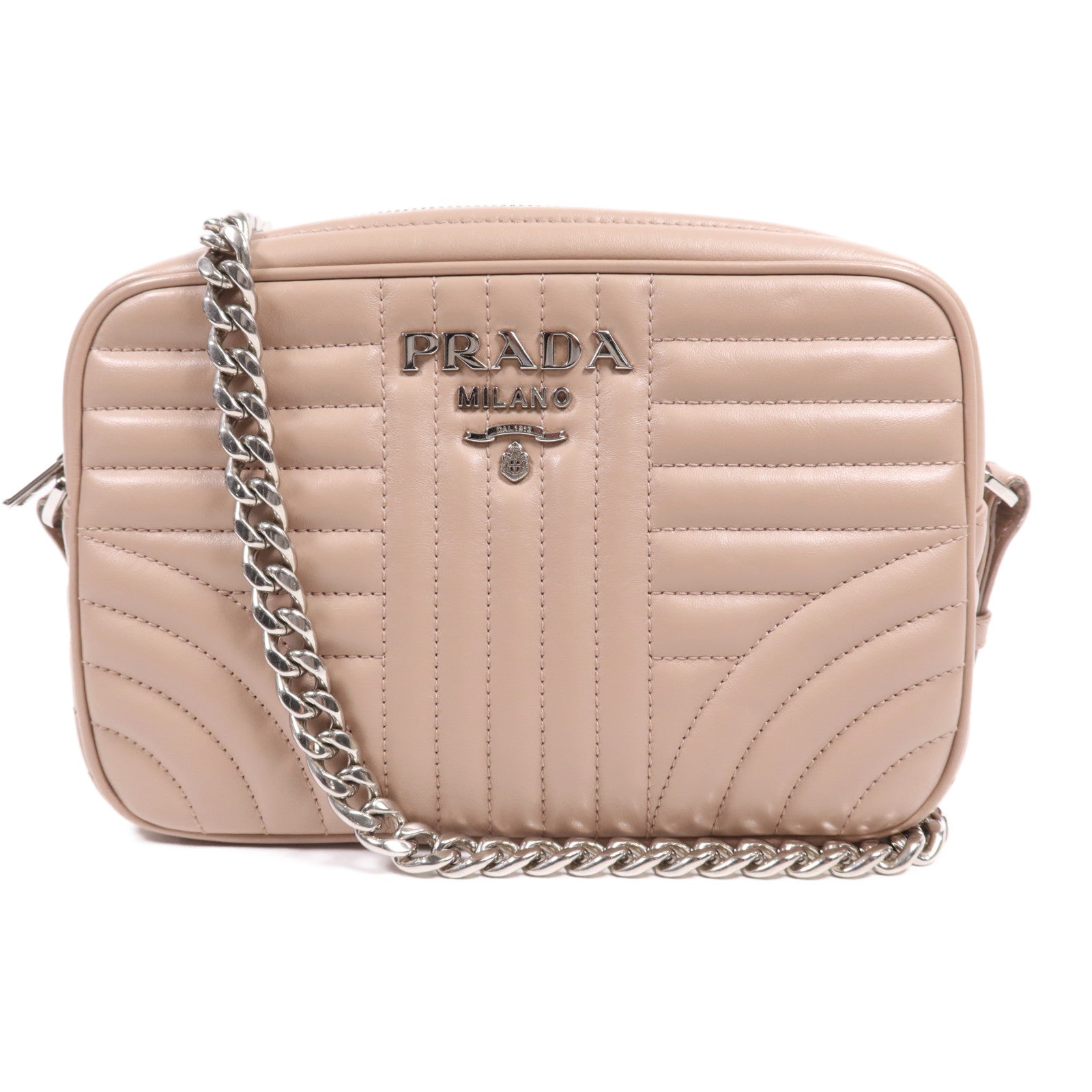PRADA 牛皮皮革Shoulder Bag銀扣肩背袋