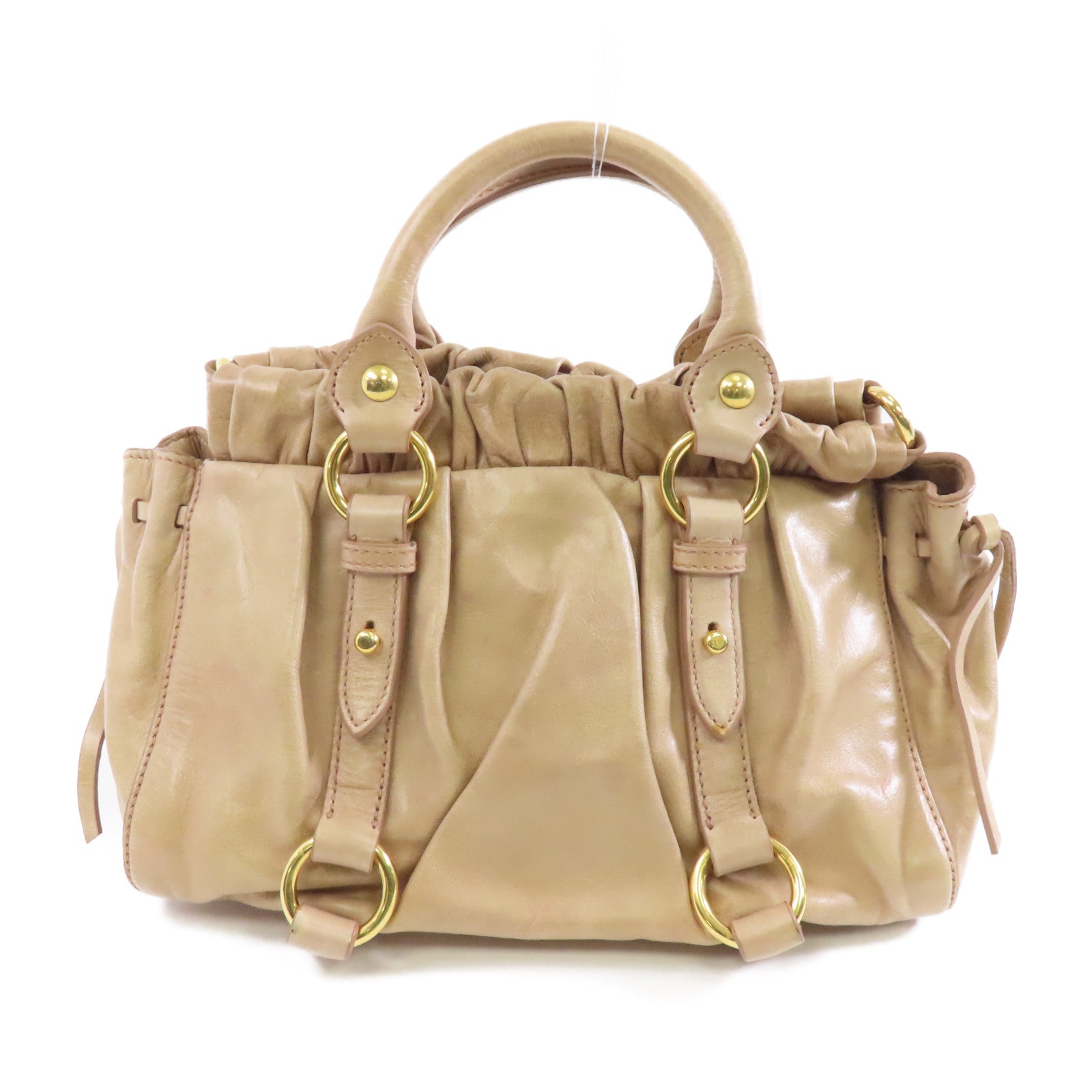 Miu Miu 牛皮皮革Shoulder Bag金扣手挽肩背兩用袋米色