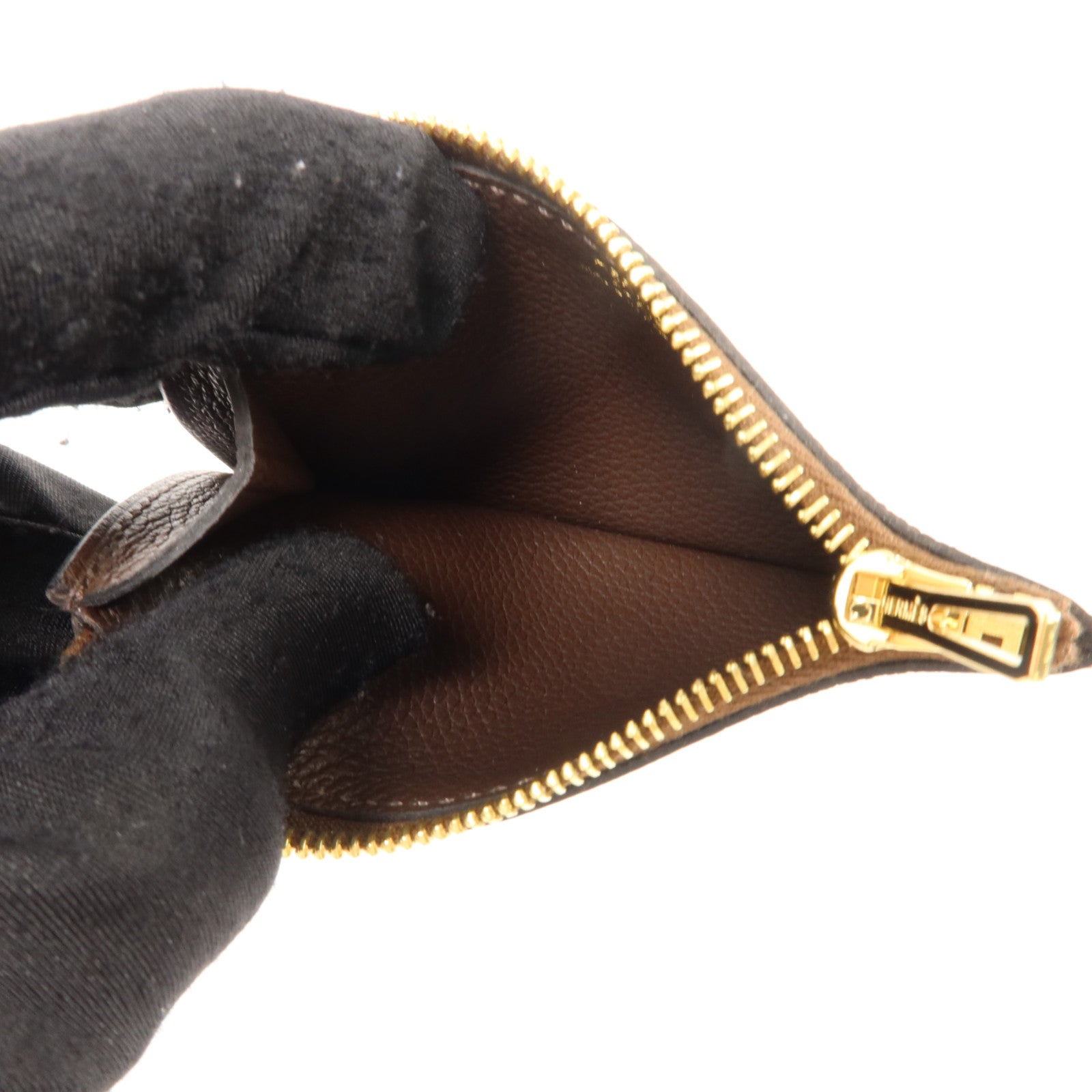 HERMES Evercolor皮革Roulis Slim金扣手拿包Etoupe