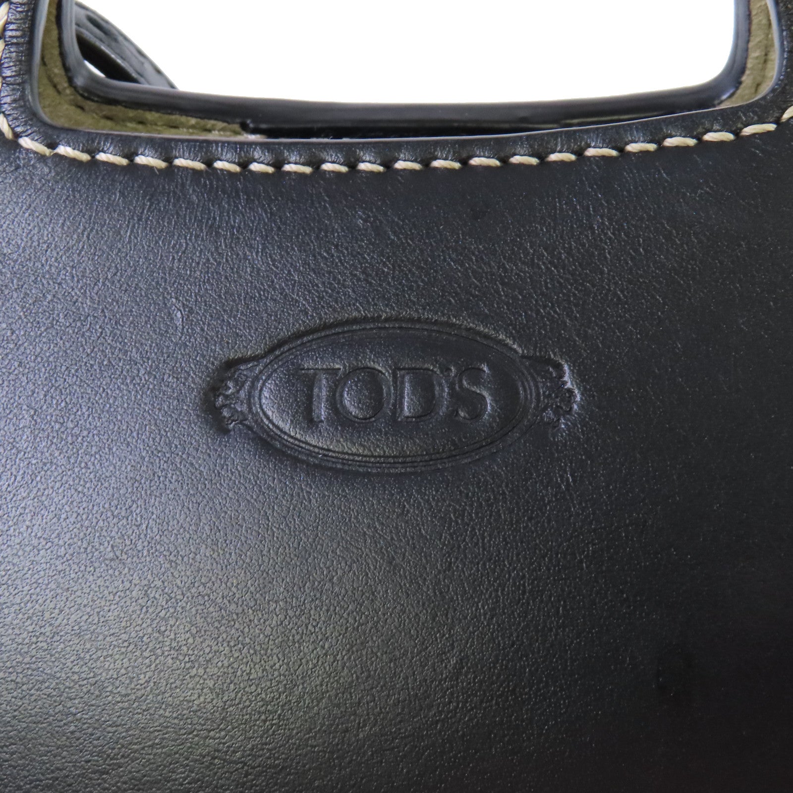 TOD'S 【激減優惠】牛皮皮革2Way Shoulder Bag銀扣手挽肩背兩用袋黑色