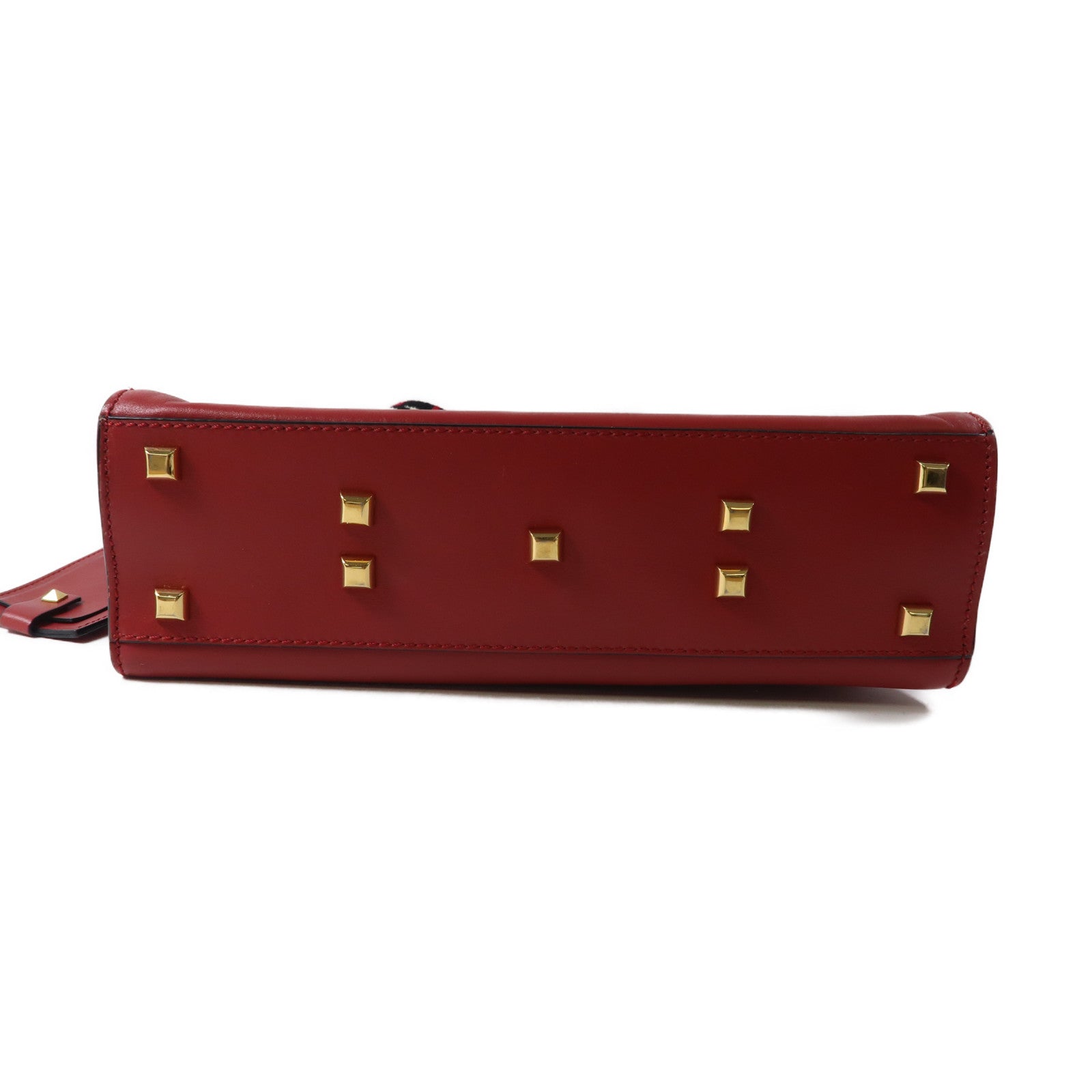 Valentino GHW 2 Way Shoulder Bag Calfskin Leather Red