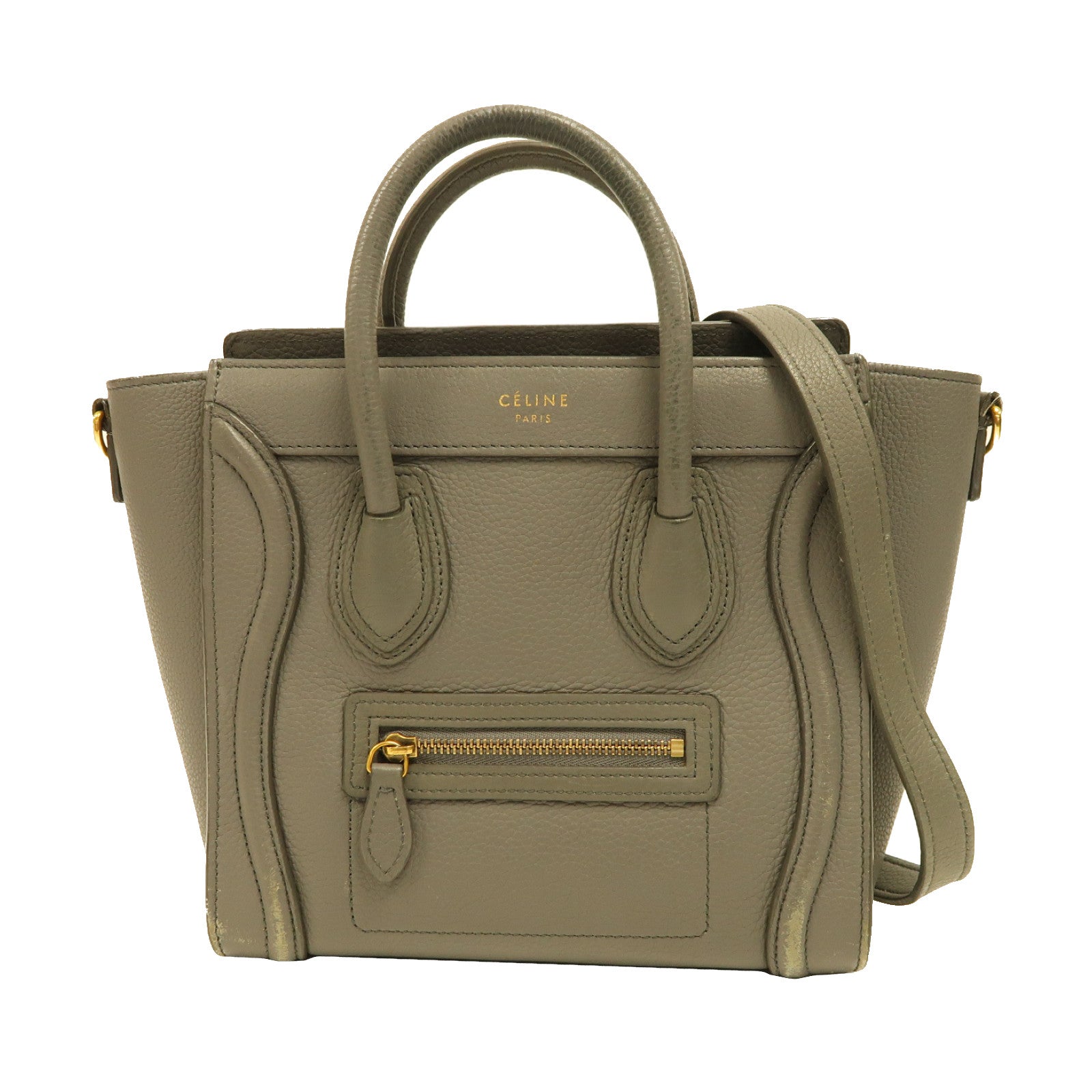 CELINE 【激減優惠】牛皮皮革Shoulder Bag金扣手挽肩背兩用袋灰色