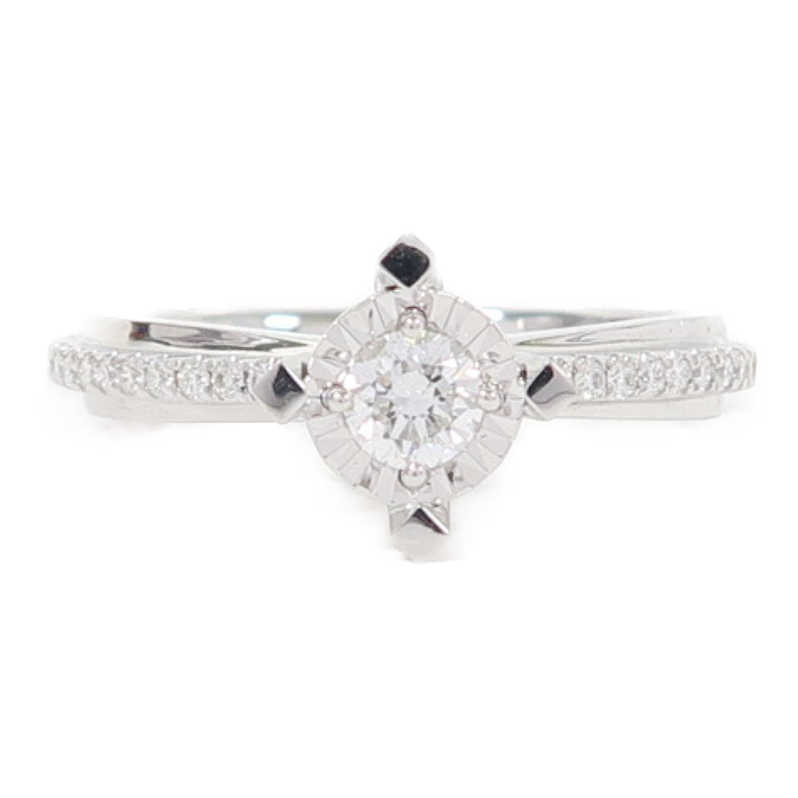 JEWELRY 【激減優惠】18K白金Ring 0.191ct鑽石/0.100ct鑽石戒指US#5.75