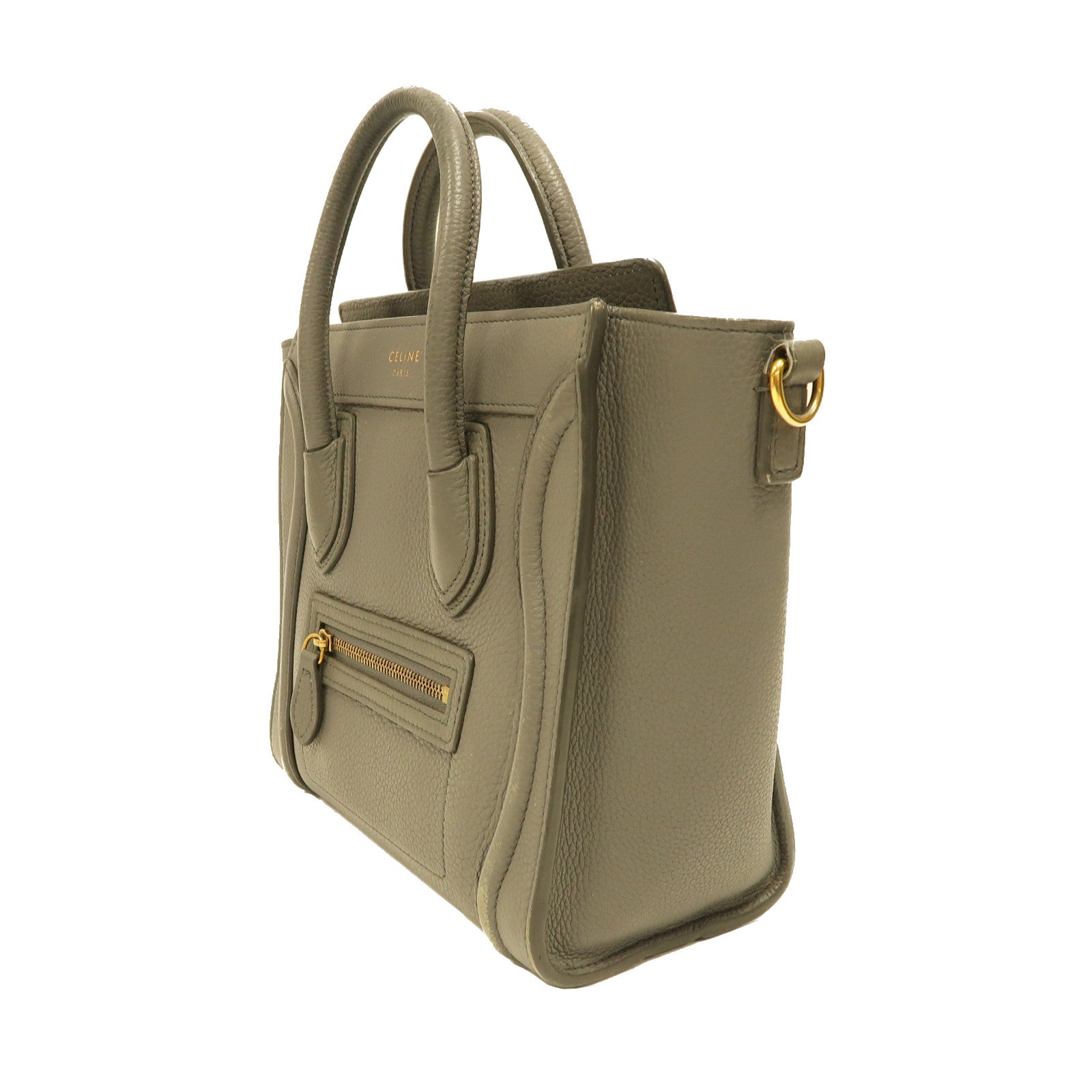 CELINE 【激減優惠】牛皮皮革Shoulder Bag金扣手挽肩背兩用袋灰色