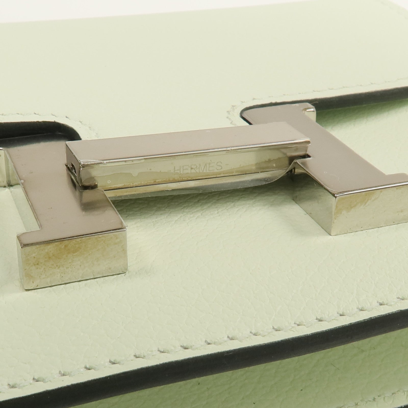 HERMES 【激減優惠】Evercolor皮革Constance Slim Wallet銀扣錢包Vert Fizz