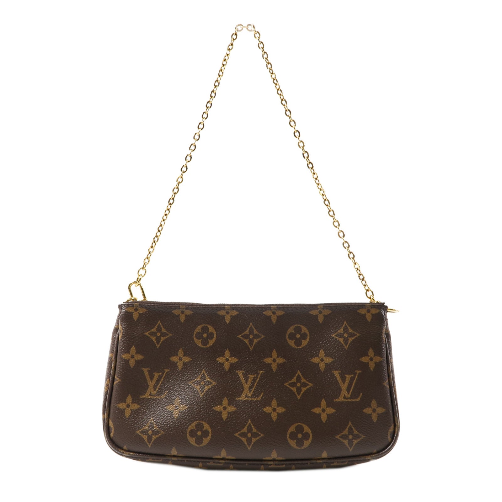 LOUIS VUITTON Monogram Multi Pochette Accessoires金扣手挽肩背兩用袋啡色