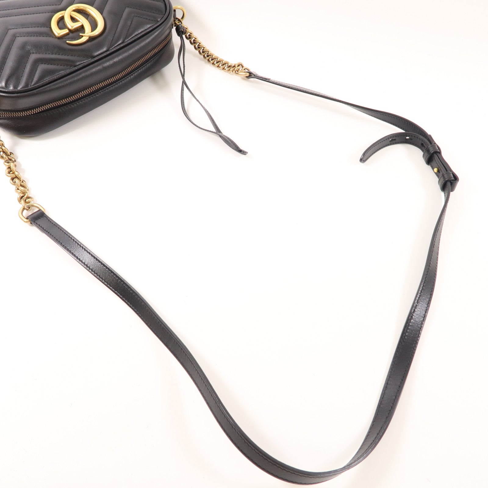 GUCCI 牛皮皮革GG Marmont金扣肩背袋黑色
