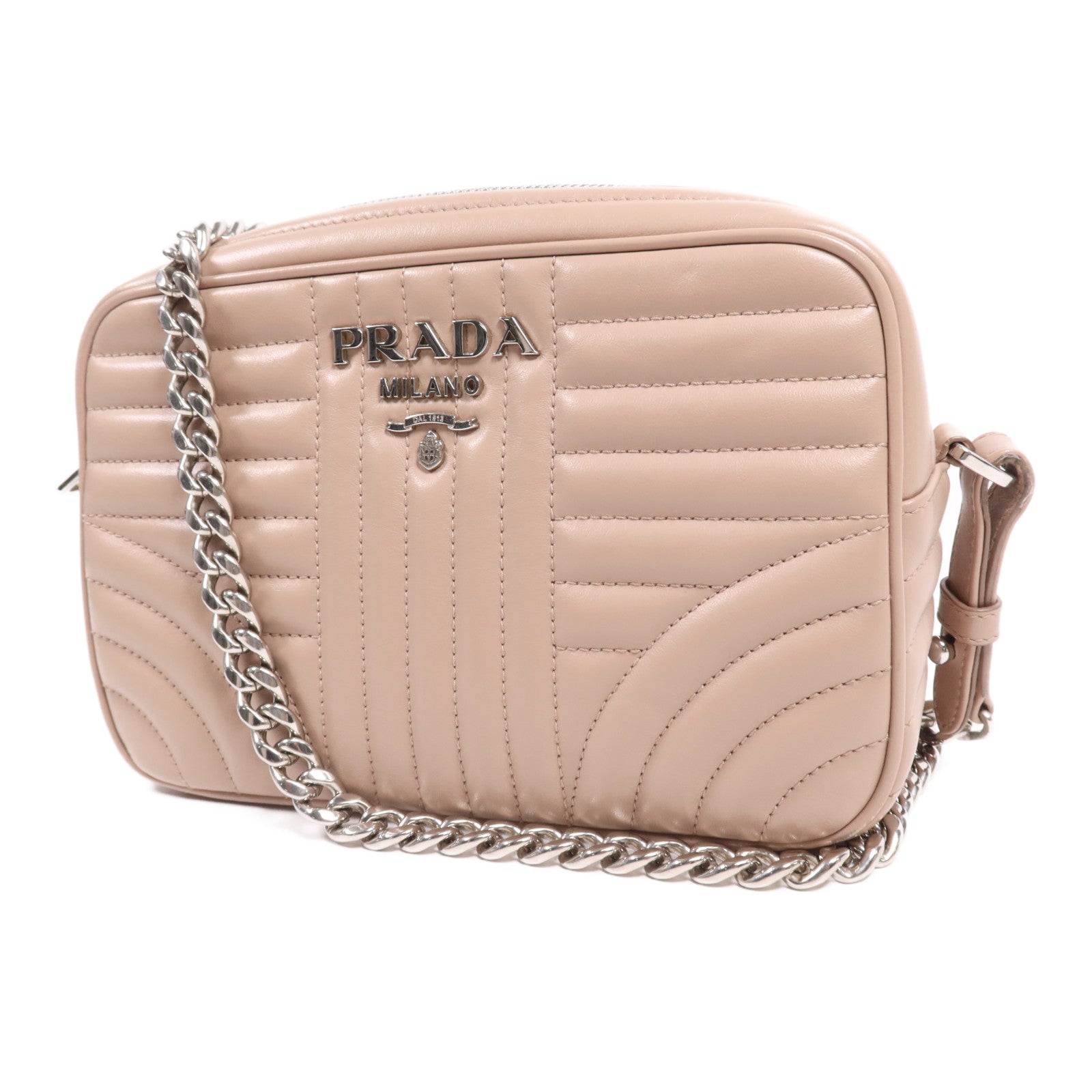 PRADA 牛皮皮革Shoulder Bag銀扣肩背袋