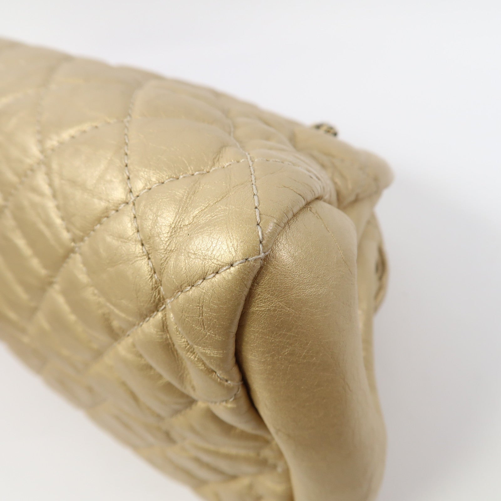 CHANEL 【激減優惠】菱格皮革Chain Shoulder金扣鏈帶肩背袋金色