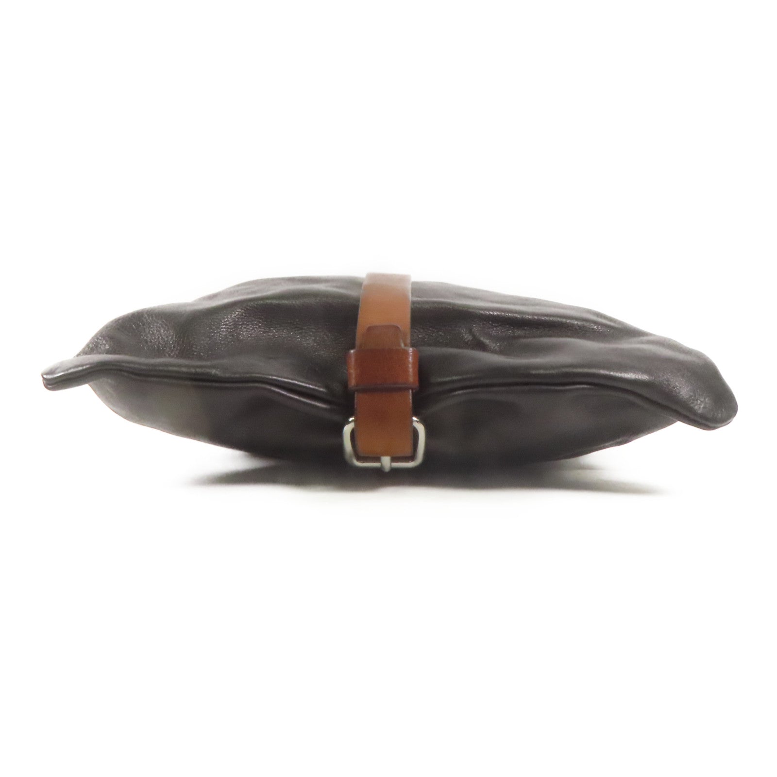 PRADA 牛皮皮革Shoulder Bag銀扣肩背袋黑色