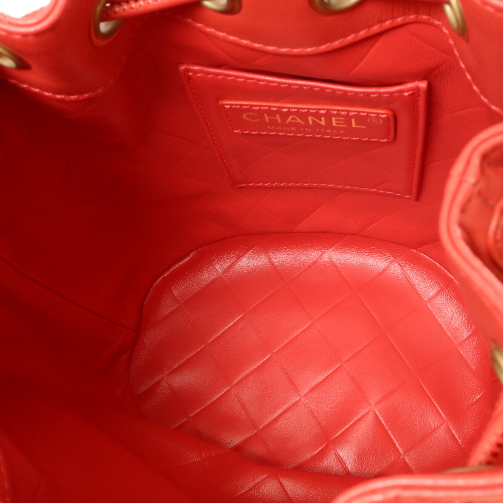 CHANEL 牛皮皮革Drawstring鏈帶肩背袋