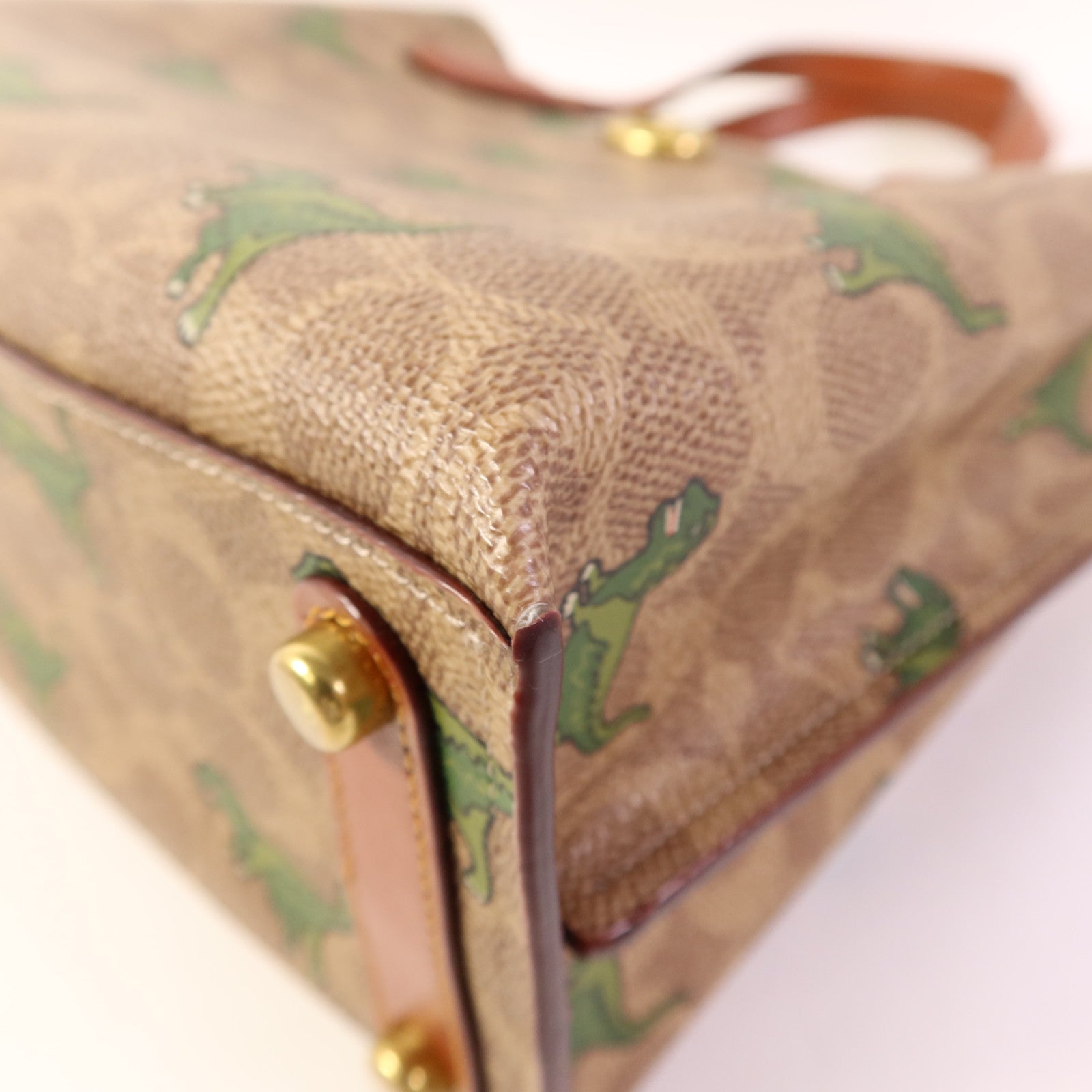 COACH 塗層帆布2 Way Shoulder金扣手挽肩背兩用袋
