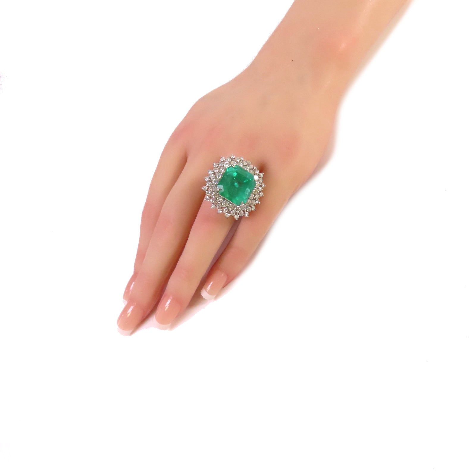 JEWELRY 【激減優惠】PT950鉑金/16.176ct綠寶石/3.94ct鑽石Emerald Ring戒指US#5.75