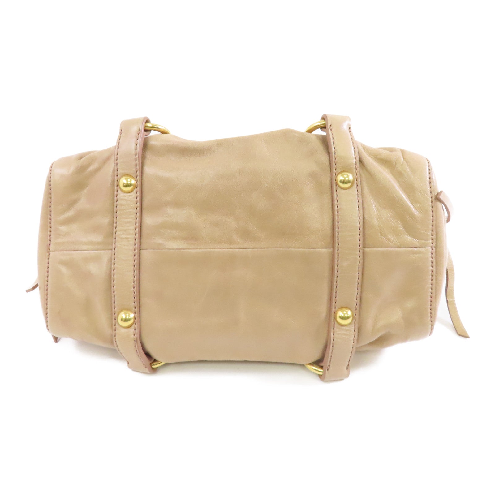 Miu Miu 牛皮皮革Shoulder Bag金扣手挽肩背兩用袋米色