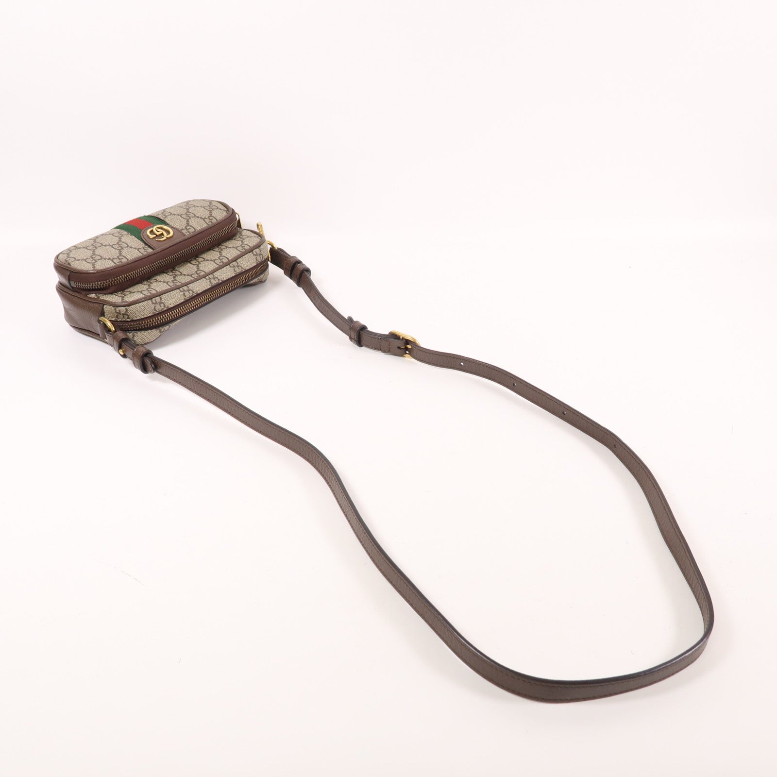 GUCCI 【激減優惠】塗層帆布Ophidia金扣肩背袋