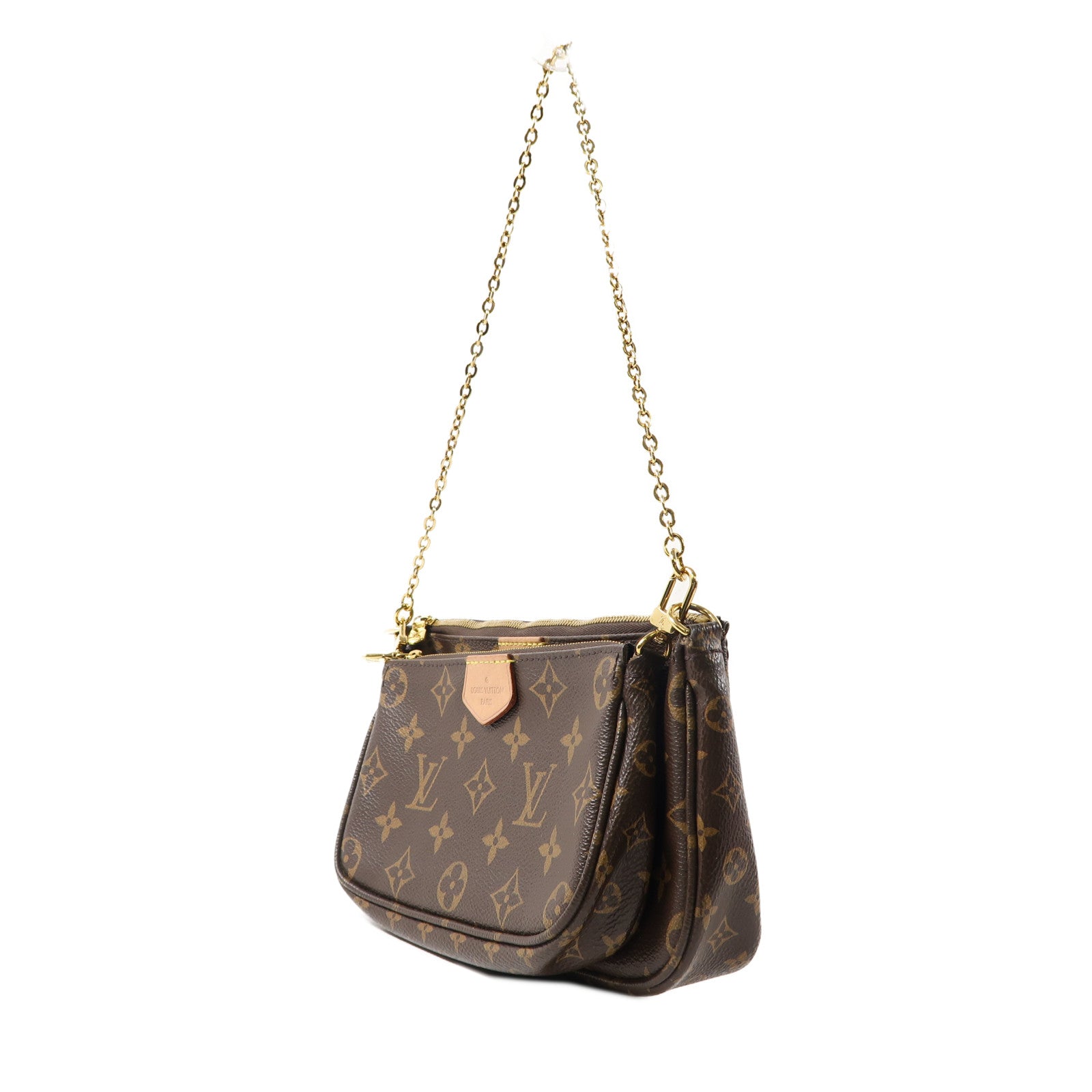 LOUIS VUITTON Monogram Multi Pochette Accessoires金扣手挽肩背兩用袋啡色