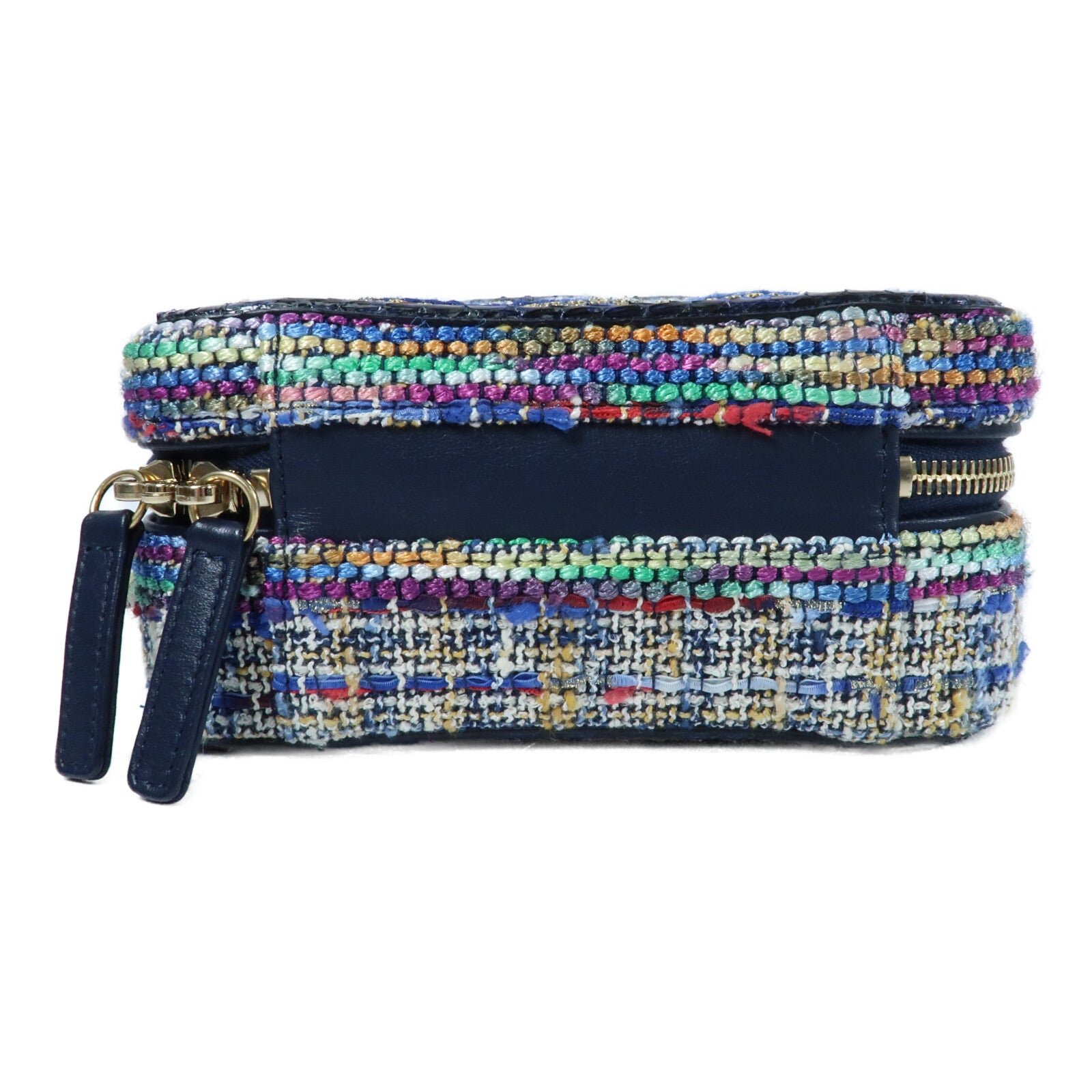 CHANEL Tweed/蛇皮皮革Vanity Case 17cm金扣鏈帶手挽肩背兩用袋