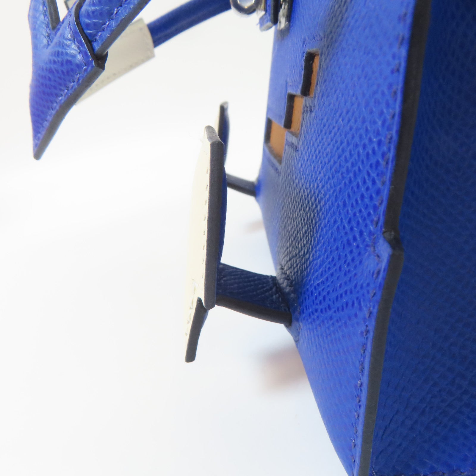 HERMES Epsom皮革Kelly Doll 2 Way Bag銀扣手挽肩背兩用袋Bleu Royal/藍色