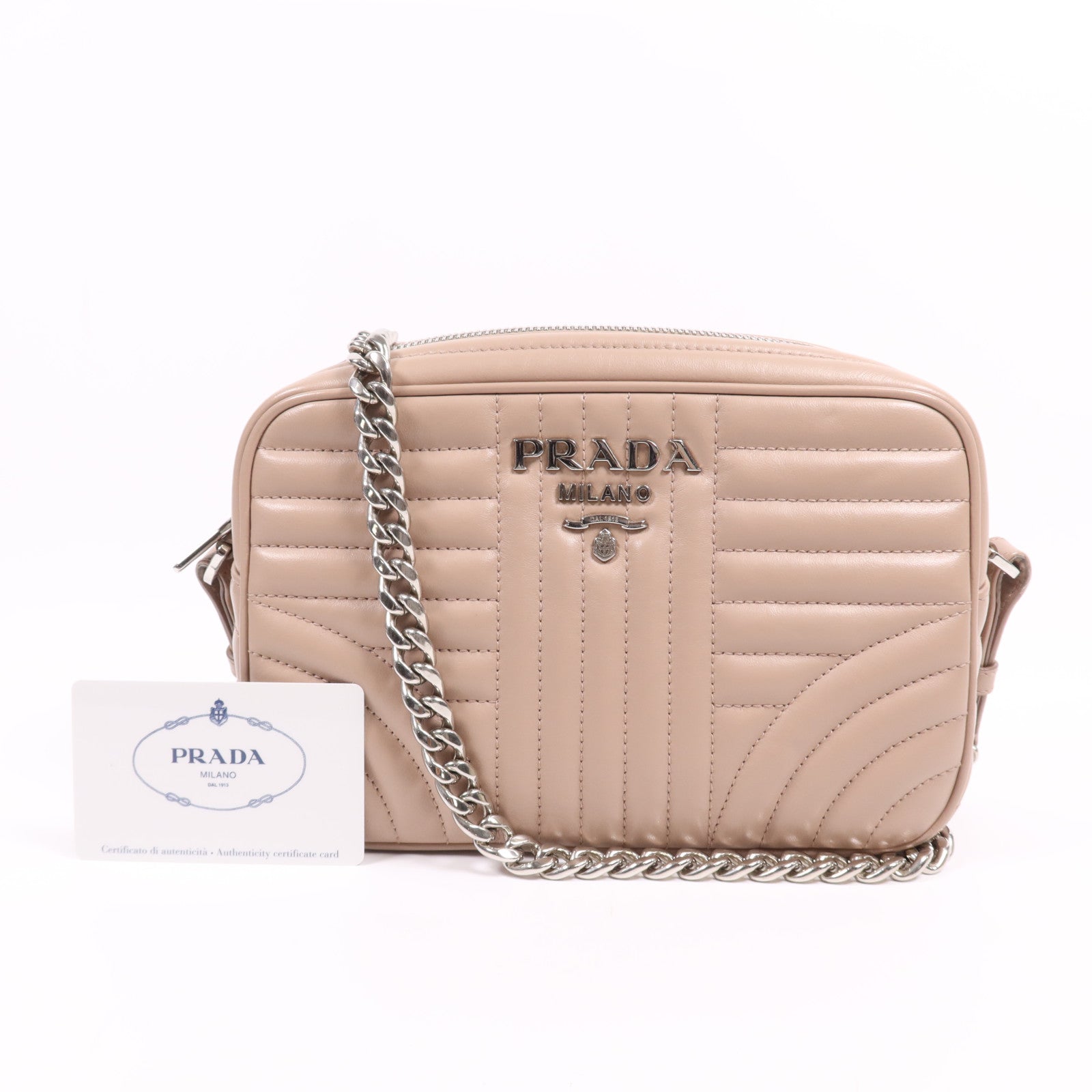 PRADA 牛皮皮革Shoulder Bag銀扣肩背袋