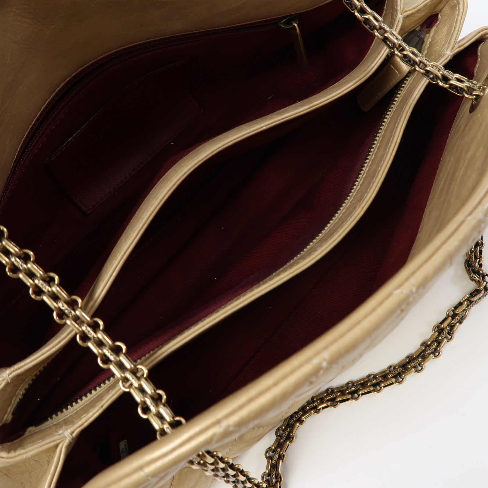 CHANEL 【激減優惠】菱格皮革Chain Shoulder金扣鏈帶肩背袋金色