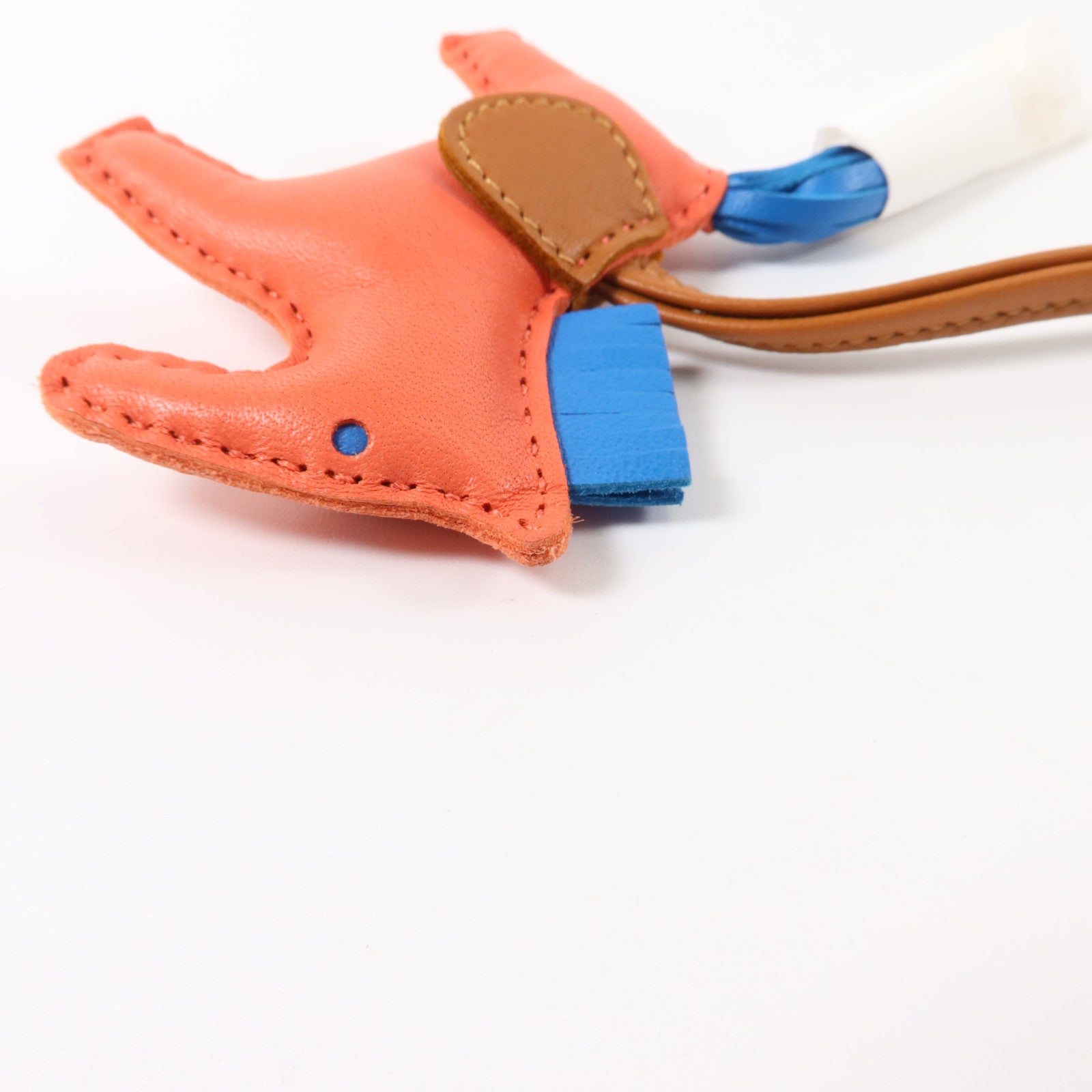 HERMES Milo皮革Rodeo PM掛飾Rose Texas/Bleu Zanzibar/Gold