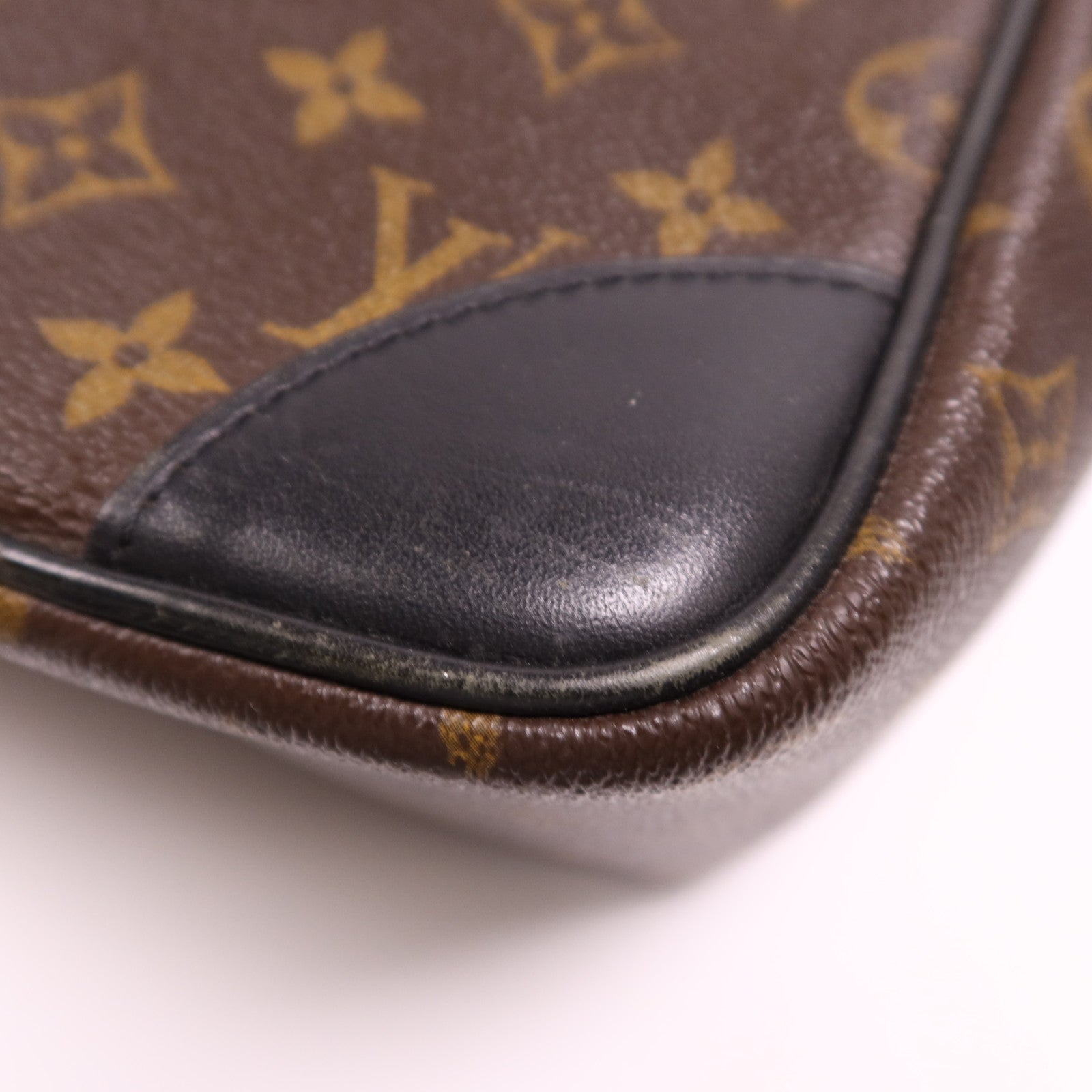 LOUIS VUITTON Monogram Macassar Porte Documents銀扣手挽袋