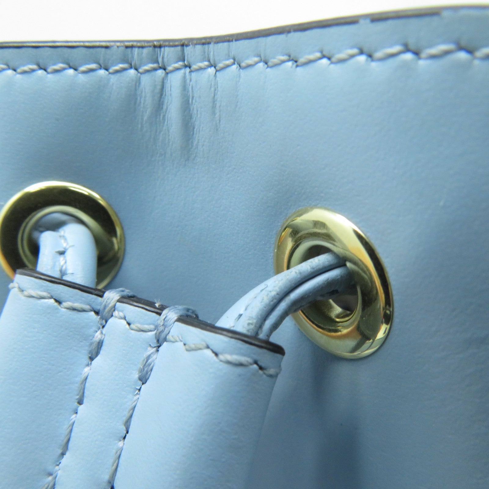 FENDI 牛皮皮革2 Way Shoulder金扣手挽肩背兩用袋淺藍色