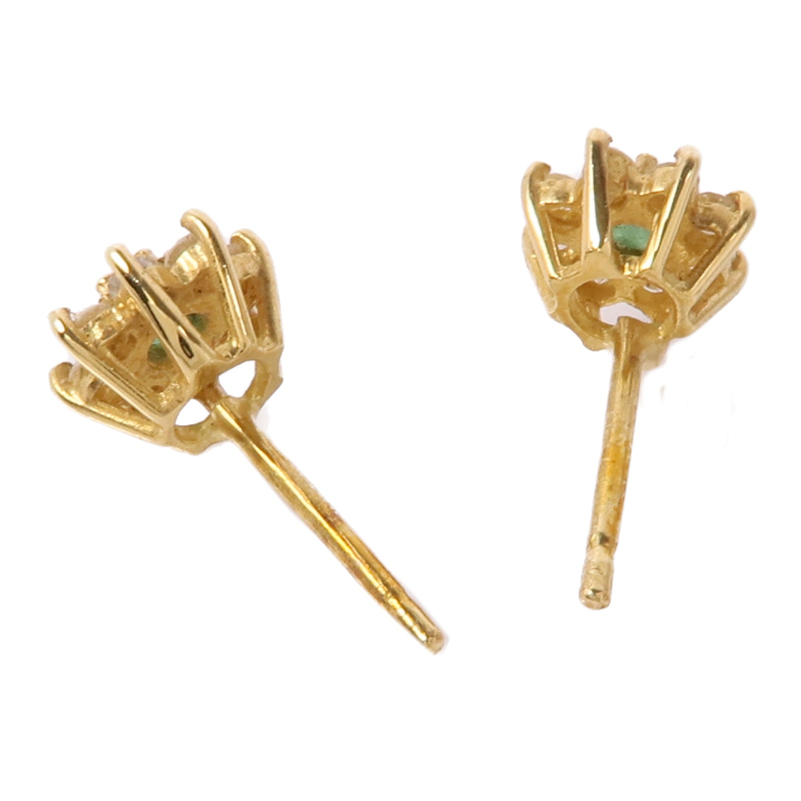 JEWELRY Emerald Diamond Earrings 18K Yellow Gold