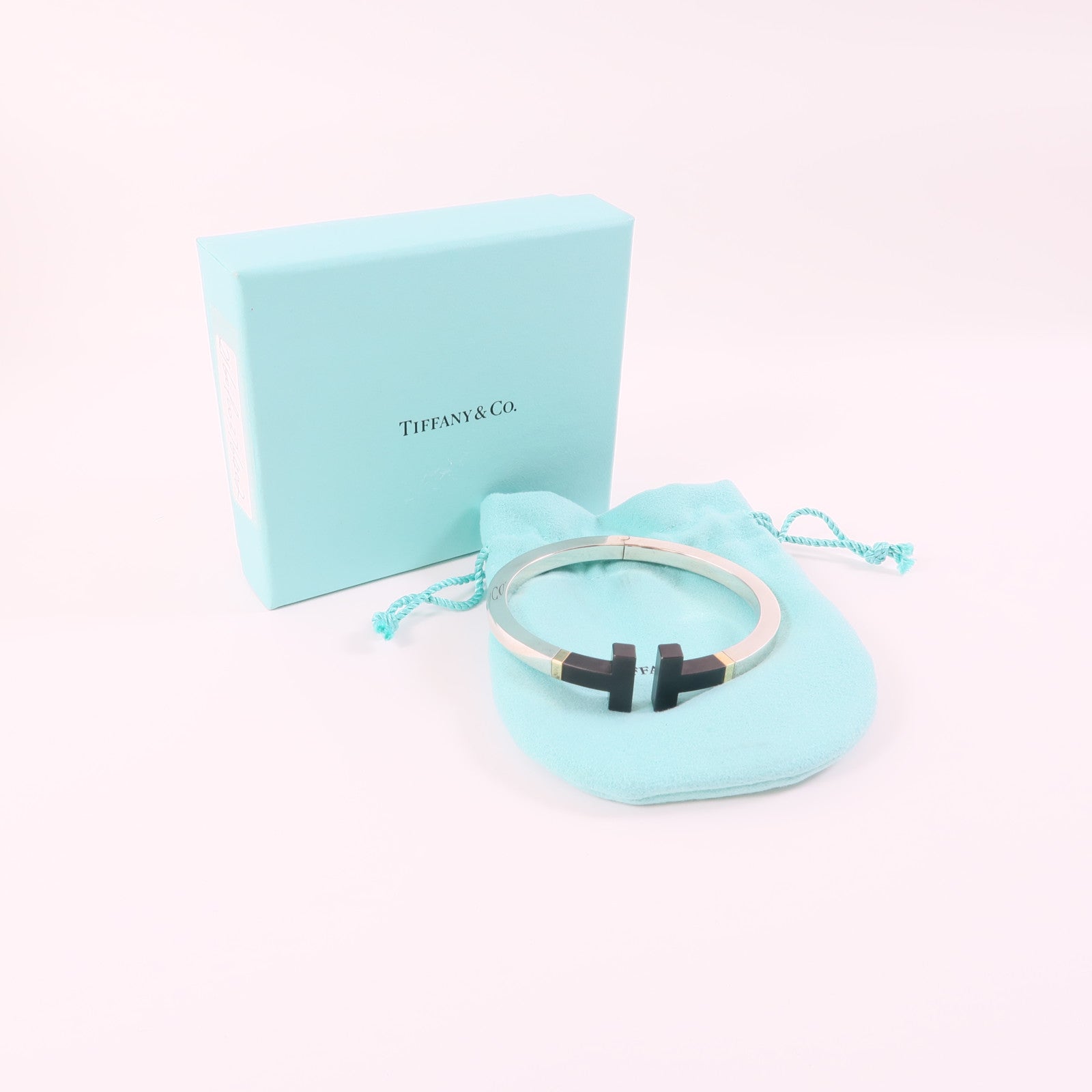 TIFFANY＆CO 陶瓷/18K黃金/925純銀T Bracelet手鐲