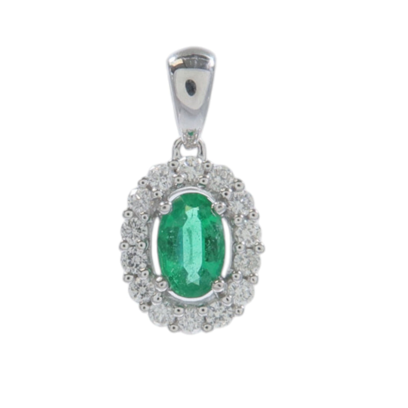 JEWELRY 18K白金Emerald Diamond Pendant綠寶石/鑽石吊墜