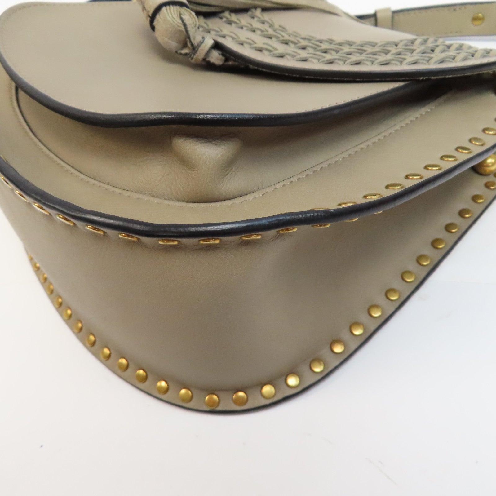 Chloe 牛皮皮革Hudson Leather Crossbody Bag金扣肩背袋米色