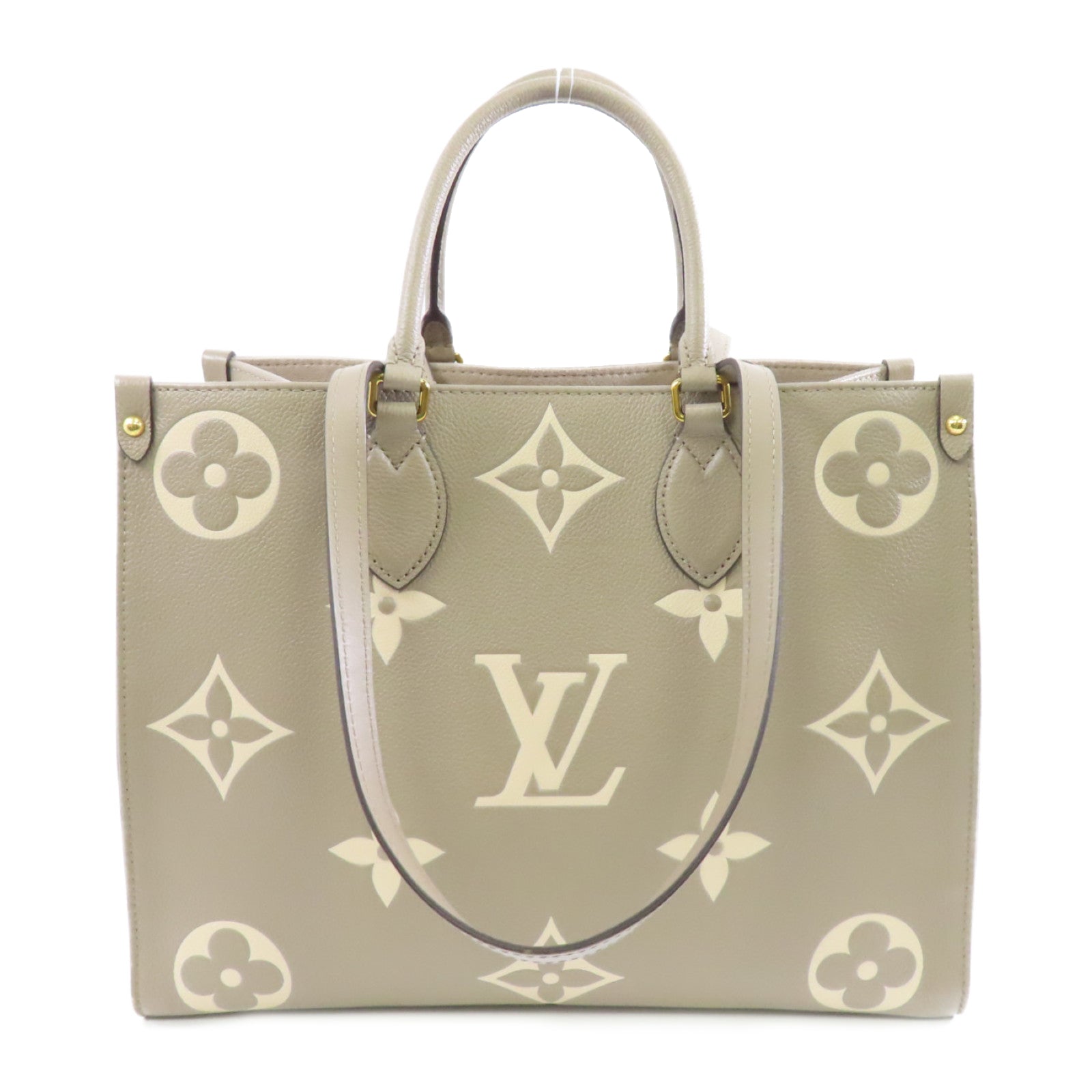 LOUIS VUITTON Monogram Empreinte OnTheGo金扣手挽肩背兩用袋米色