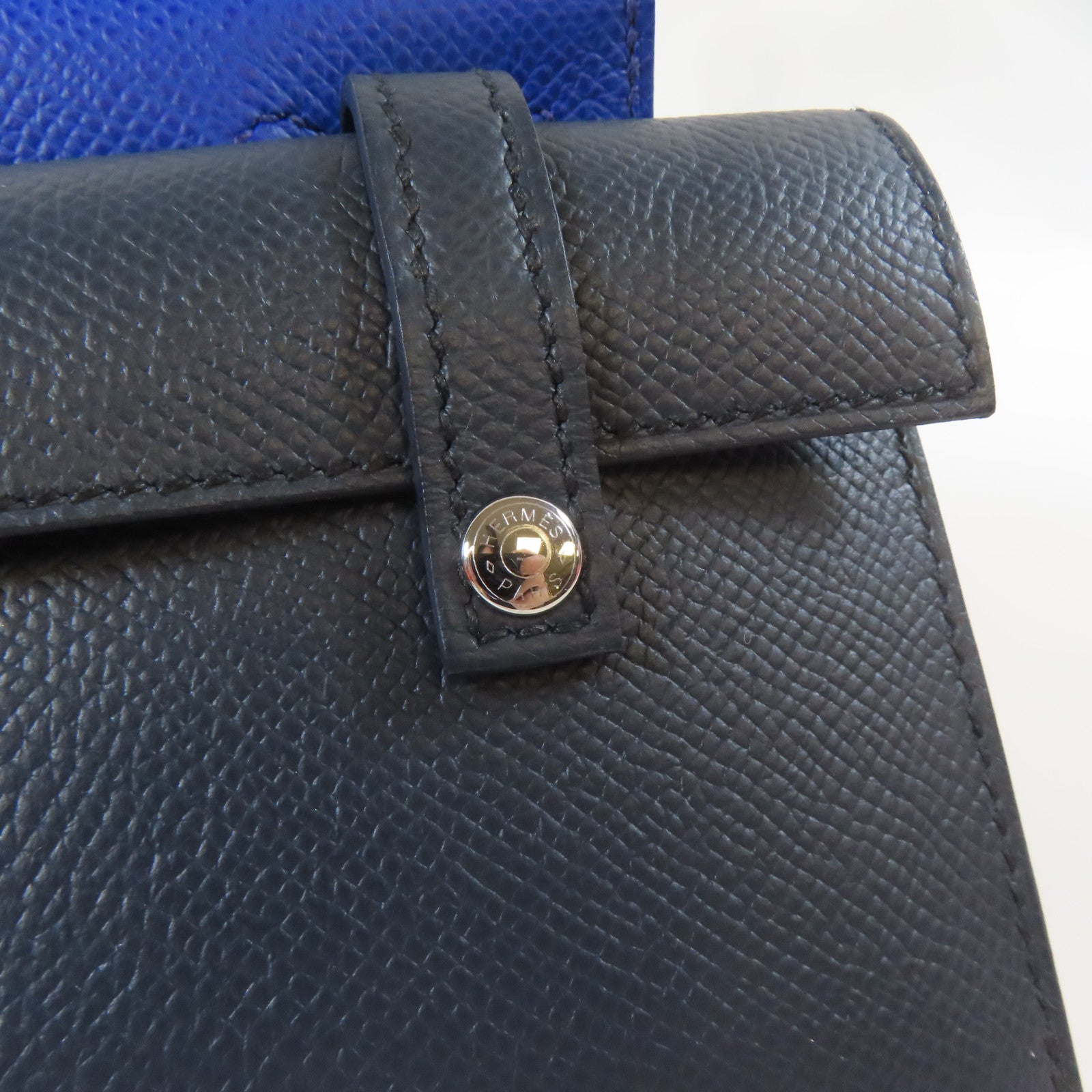 HERMES Epsom皮革Kelly Doll 2 Way Bag銀扣手挽肩背兩用袋Bleu Royal/藍色