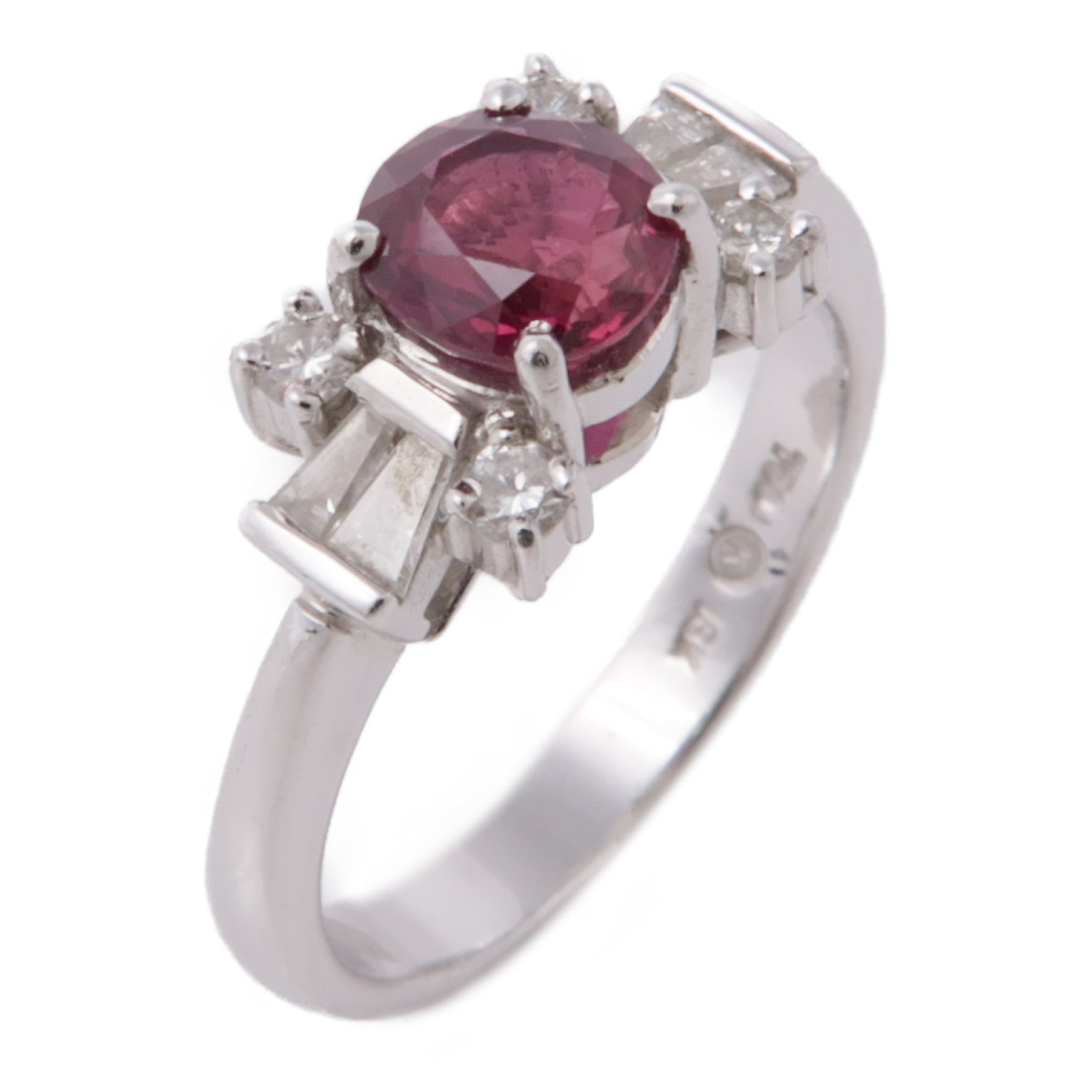 JEWELRY 18K白金Ruby Diamond Ring紅寶石/鑽石戒指US#6.75