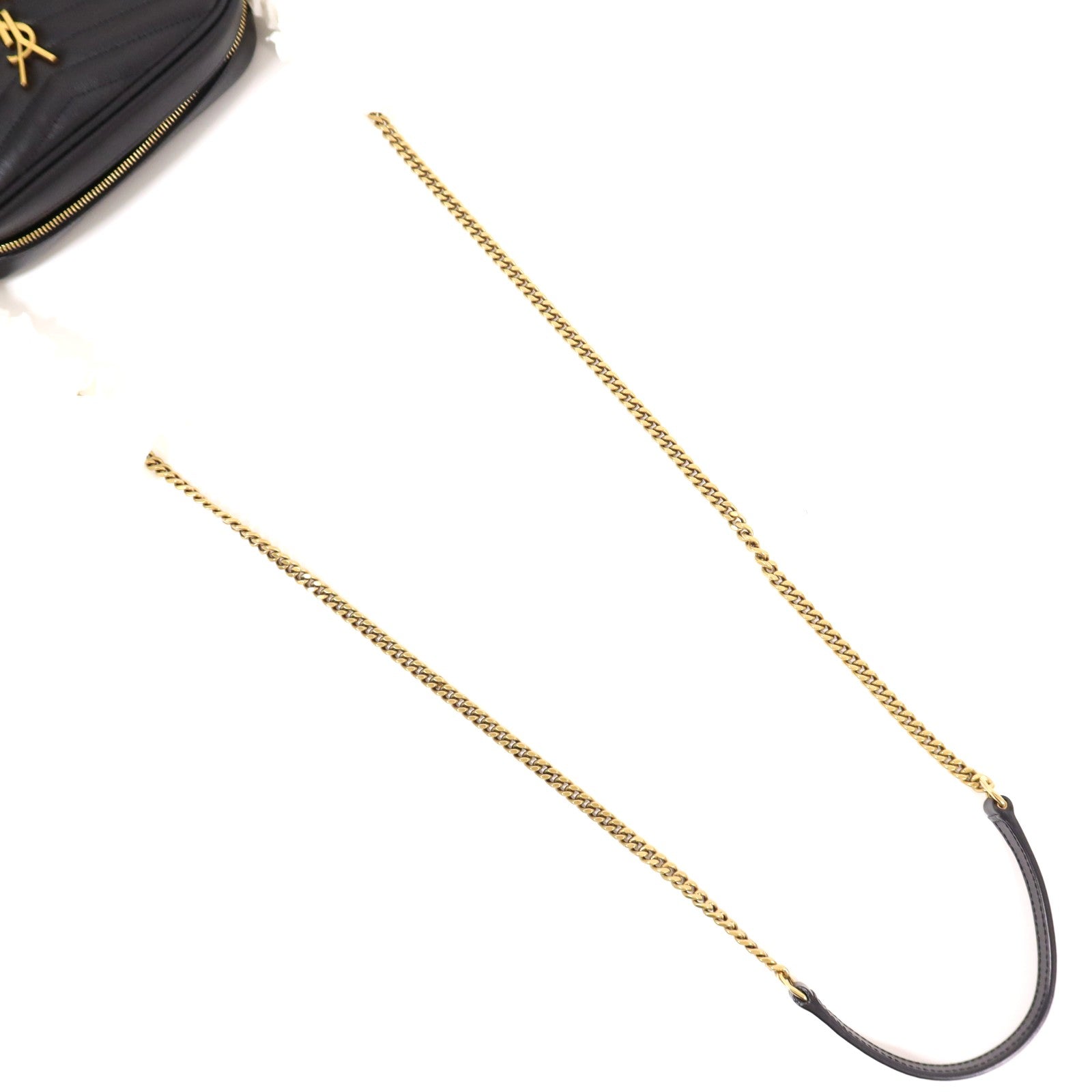 SAINT LAURENT YSL GHW Mini Lou Shoulder Bag Calfskin Leather Black 7006