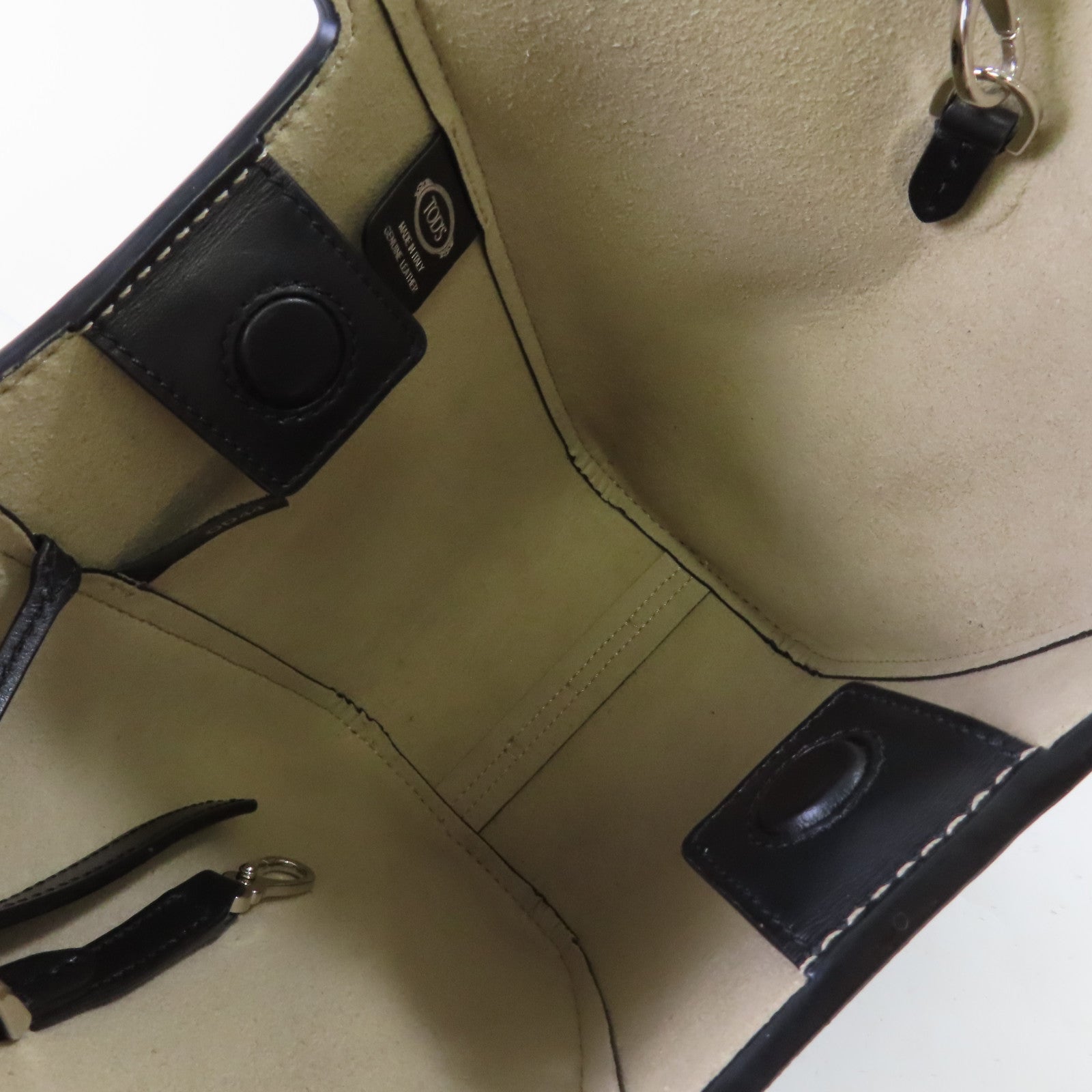 TOD'S 【激減優惠】牛皮皮革2Way Shoulder Bag銀扣手挽肩背兩用袋黑色