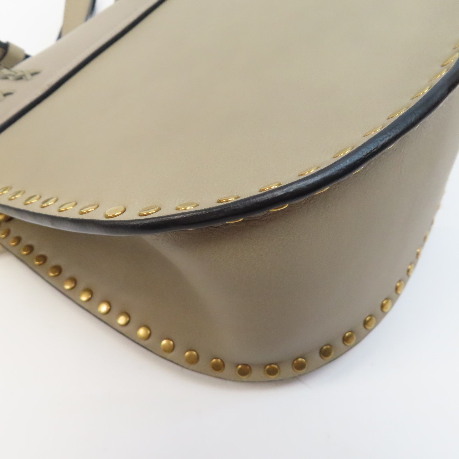 Chloe 牛皮皮革Hudson Leather Crossbody Bag金扣肩背袋米色
