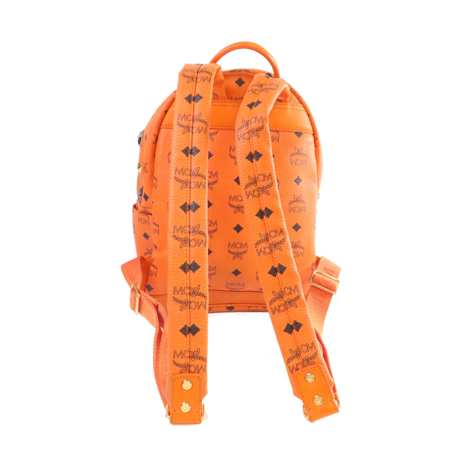 MCM 塗層帆布Backpack金扣背包橙色