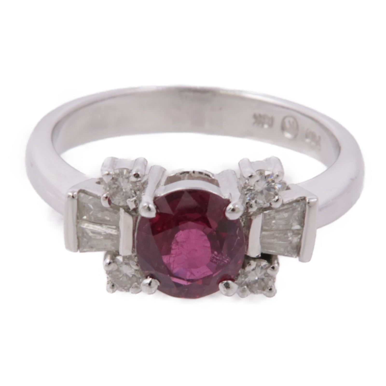JEWELRY 18K白金Ruby Diamond Ring紅寶石/鑽石戒指US#6.75
