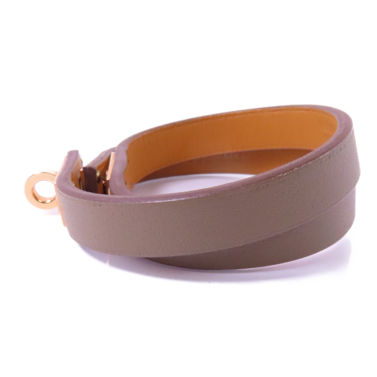 HERMES Swift皮革Mini Kelly Bracelet手鏈米灰色