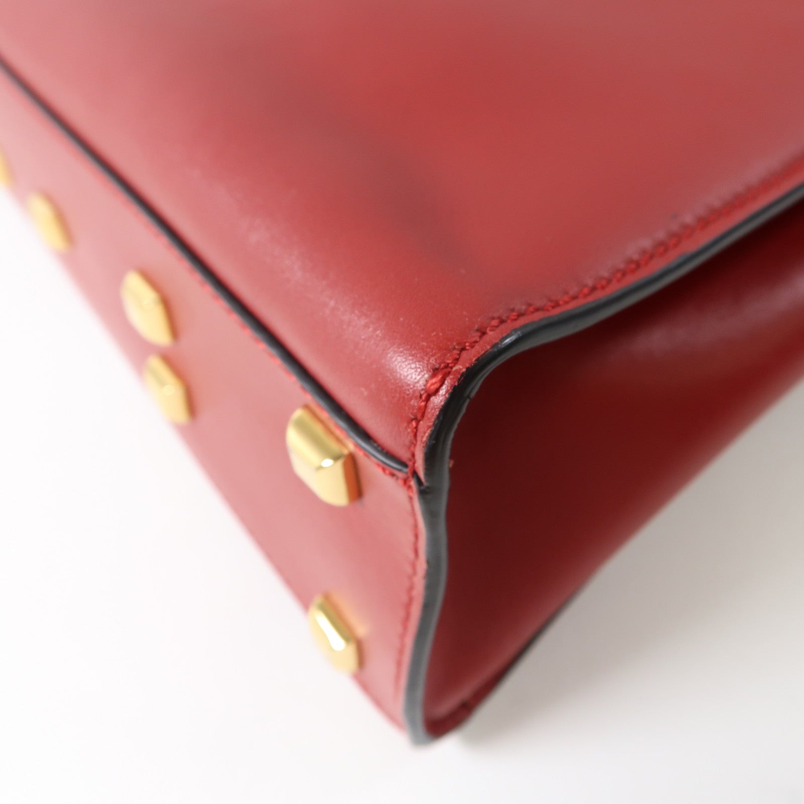 Valentino GHW 2 Way Shoulder Bag Calfskin Leather Red