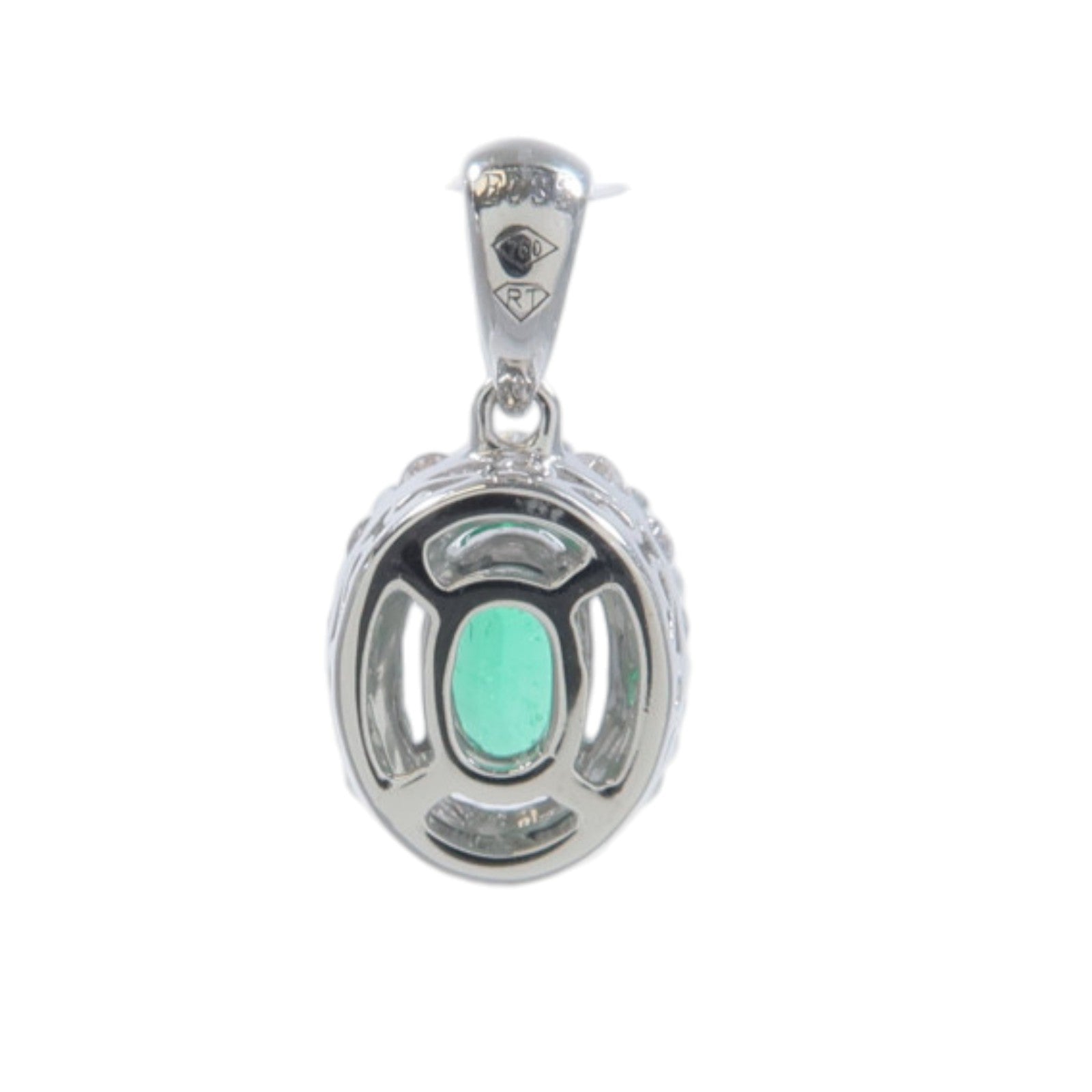 JEWELRY 18K白金Emerald Diamond Pendant綠寶石/鑽石吊墜