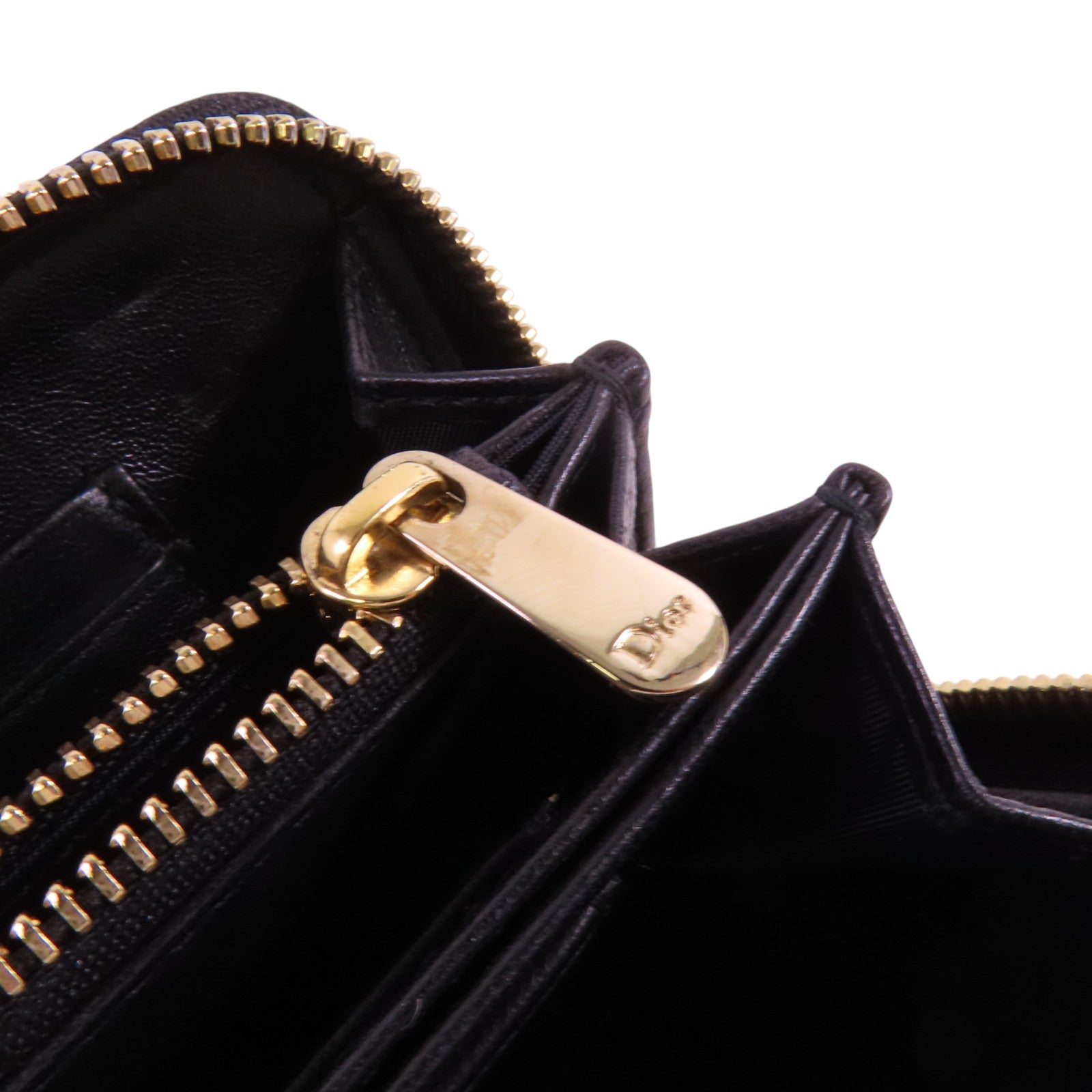 Dior CD Zipper Wallet Long Wallet Lambskin Leather