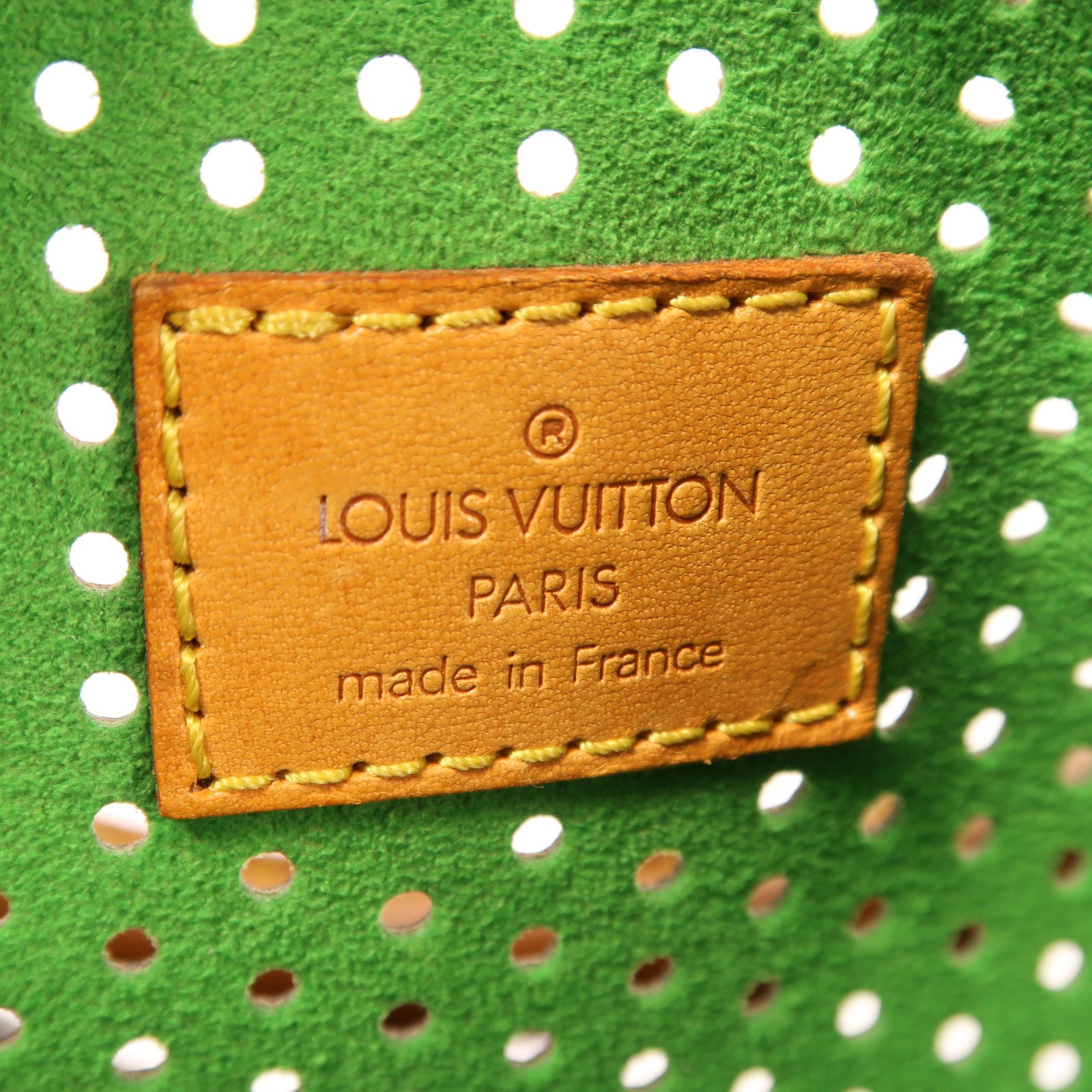 LOUIS VUITTON Monogram Perforated Speedy 30金扣手挽袋棕色/綠色
